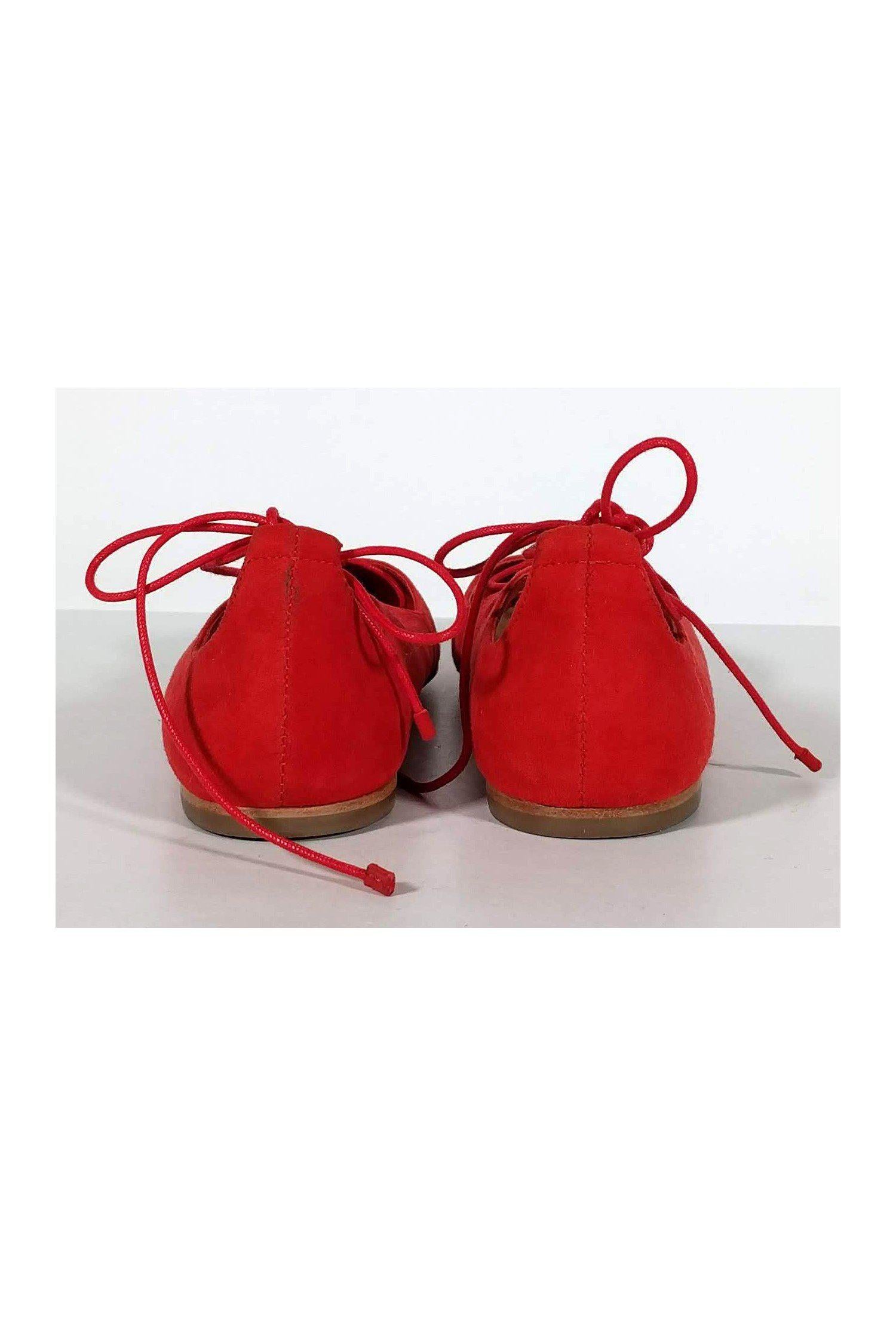 Loeffler Randall Red Ambra Suede Lace - Up Flats (Size 9) - A Must - Have Fashion Statement!