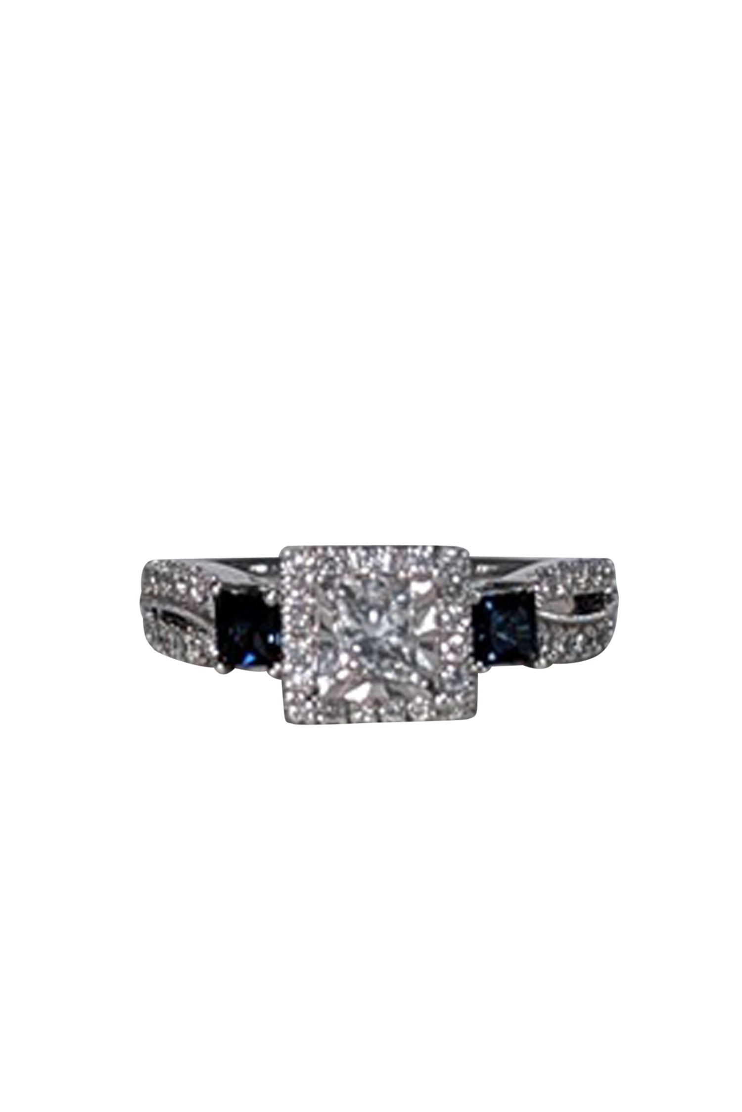 Kay Jewelers' Stunning 14K White Gold Blue Sapphire & Diamond Ring - Size 7