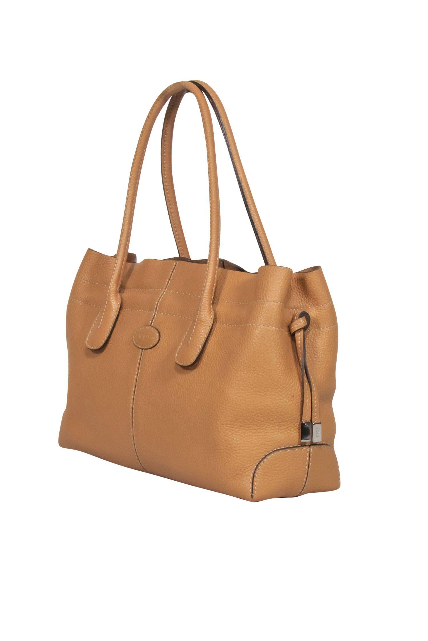 Tod's Tan Pebbled Leather Satchel Tote - A Timeless Classic