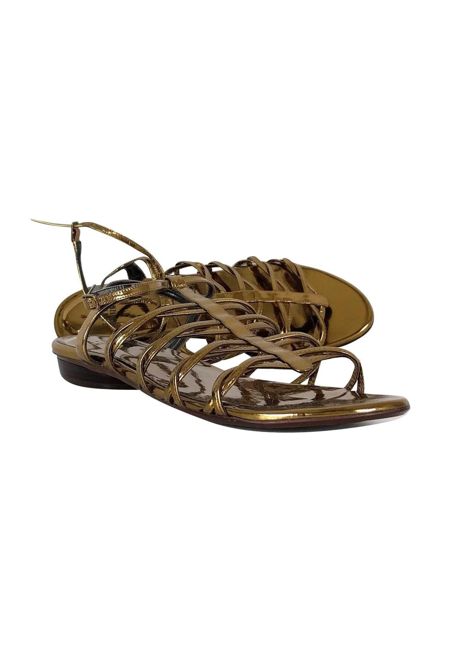 Stuart Weitzman's Stunning Dark Gold Gladiator Sandals - Size 9.5