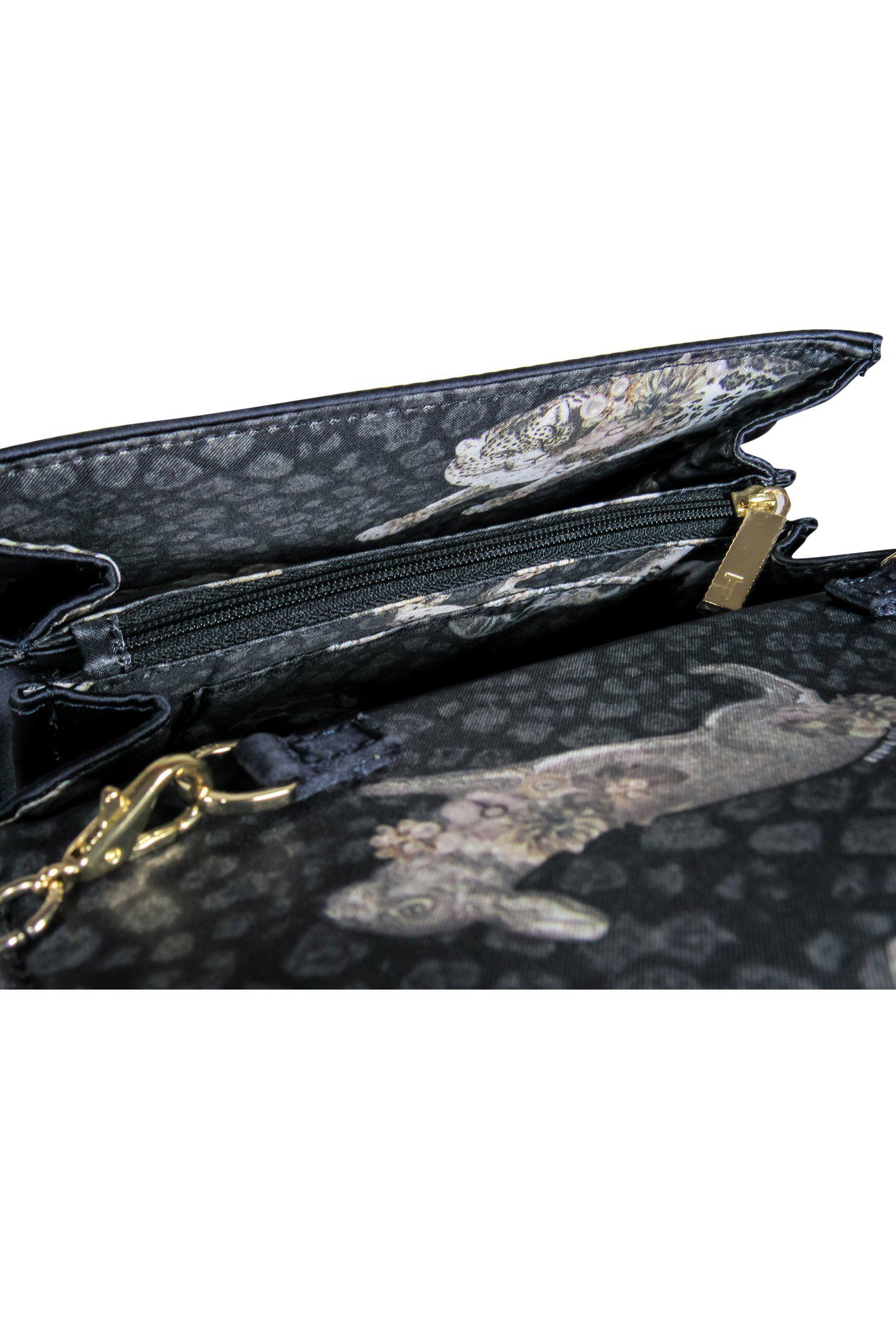 Ted Baker Navy Satin Gold Chain Crossbody: A Glam Bow-Adorned Beauty