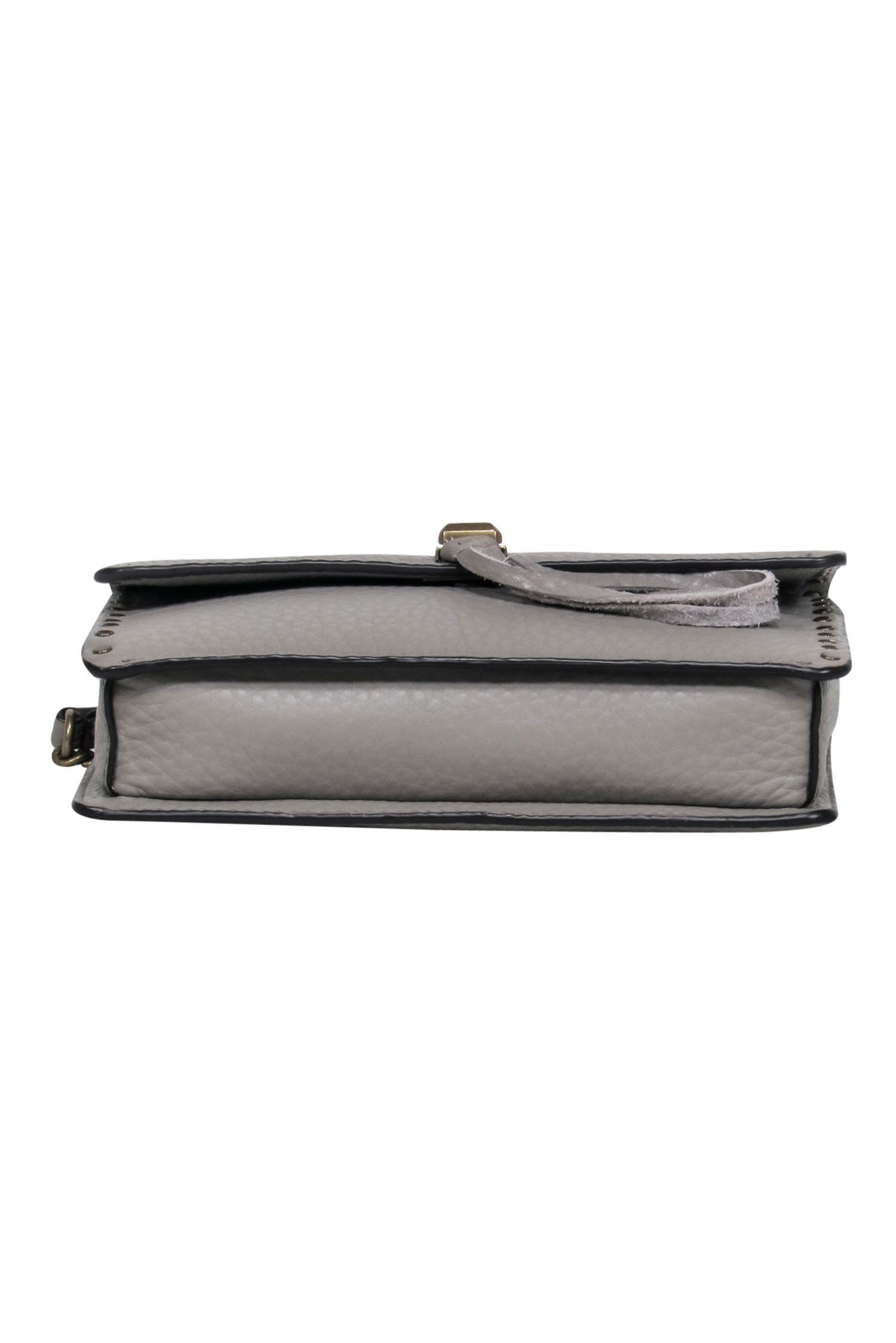 Rebecca Minkoff - Stunning Grey Leather Fold-Over Convertible Crossbody with Gold-Toned Studs