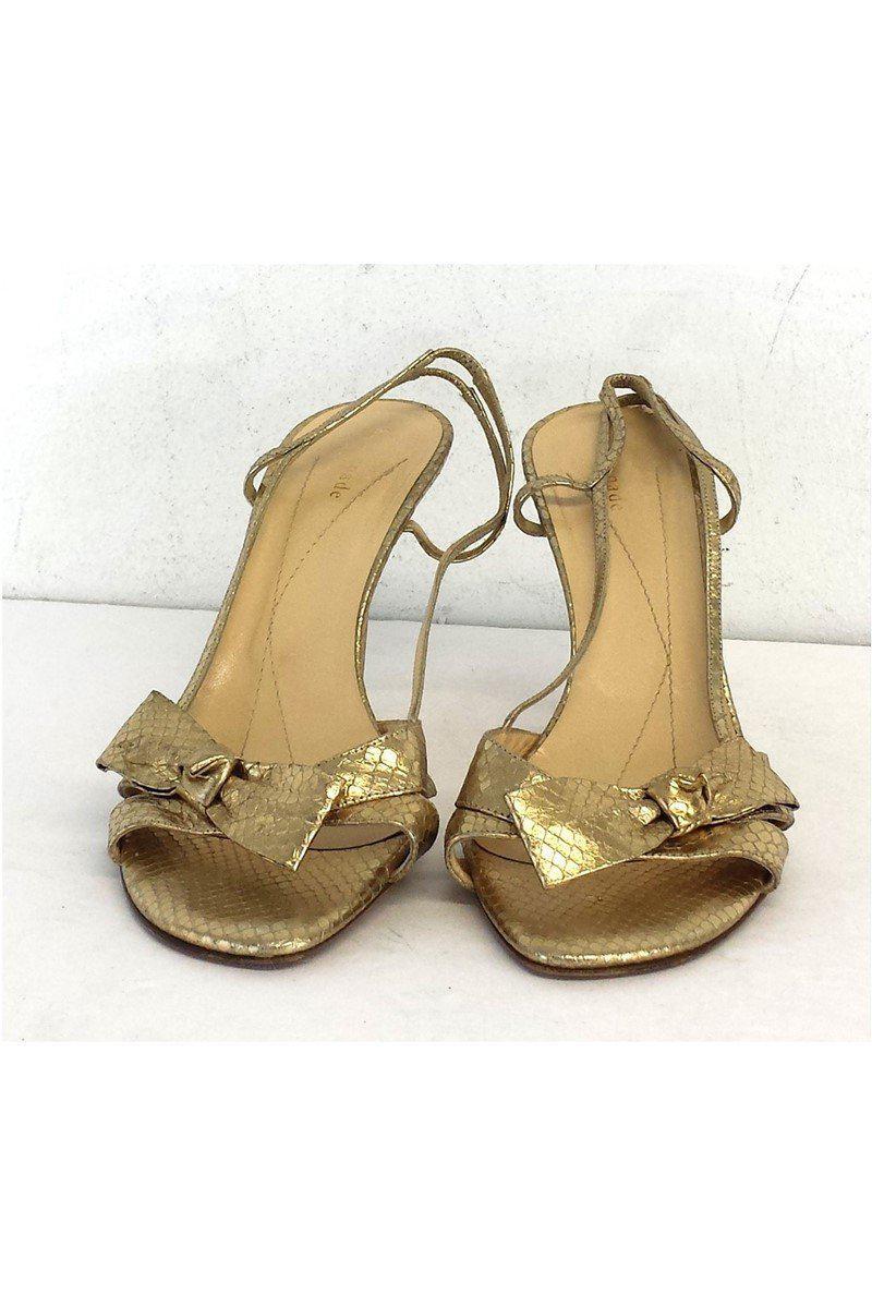 Gorgeous Kate Spade Gold Fish Scale Print Leather Bow Heels in Size 10 - Grab Yours Now!