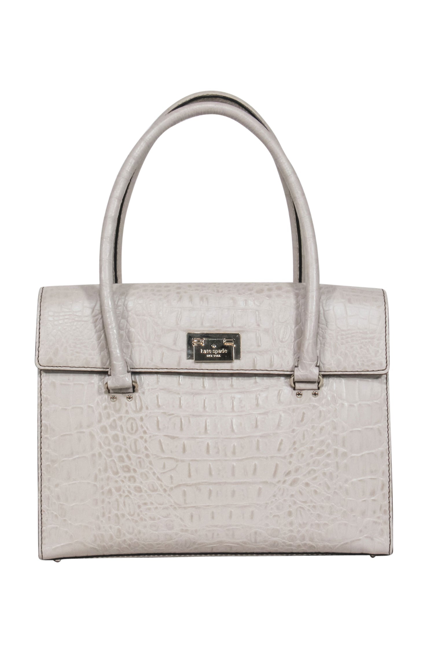 Kate Spade Cream Croc-Embossed Leather Structured Satchel - A Must-Have for Work Travels