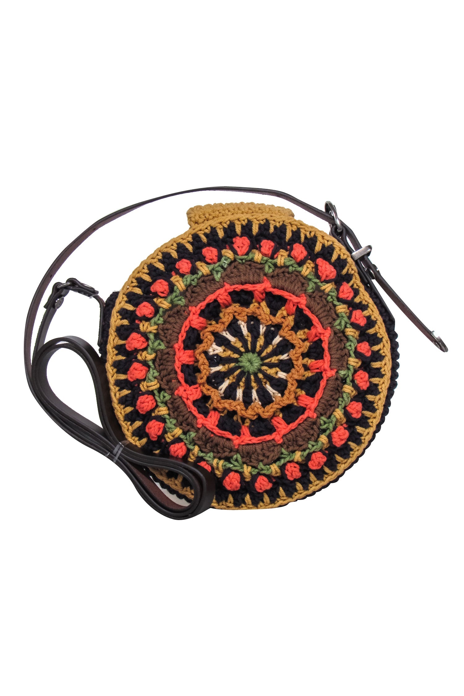 Andersson Bell - Stunning Tan & Multi - Color Woven Round Crossbody Bag