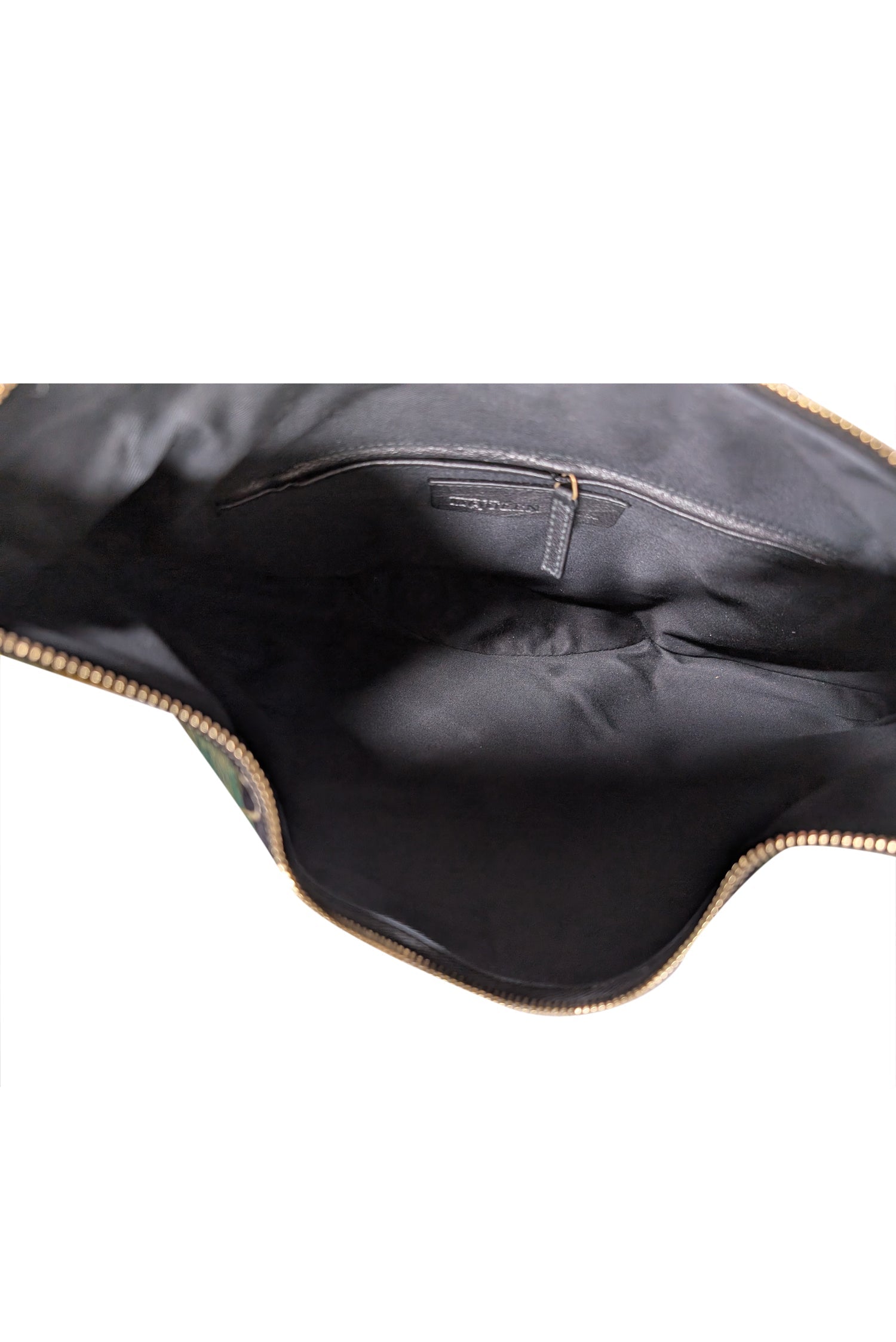 Alexander McQueen - Stunning Black Satin Manta Clutch with Orange & Blue Dragonfly Print
