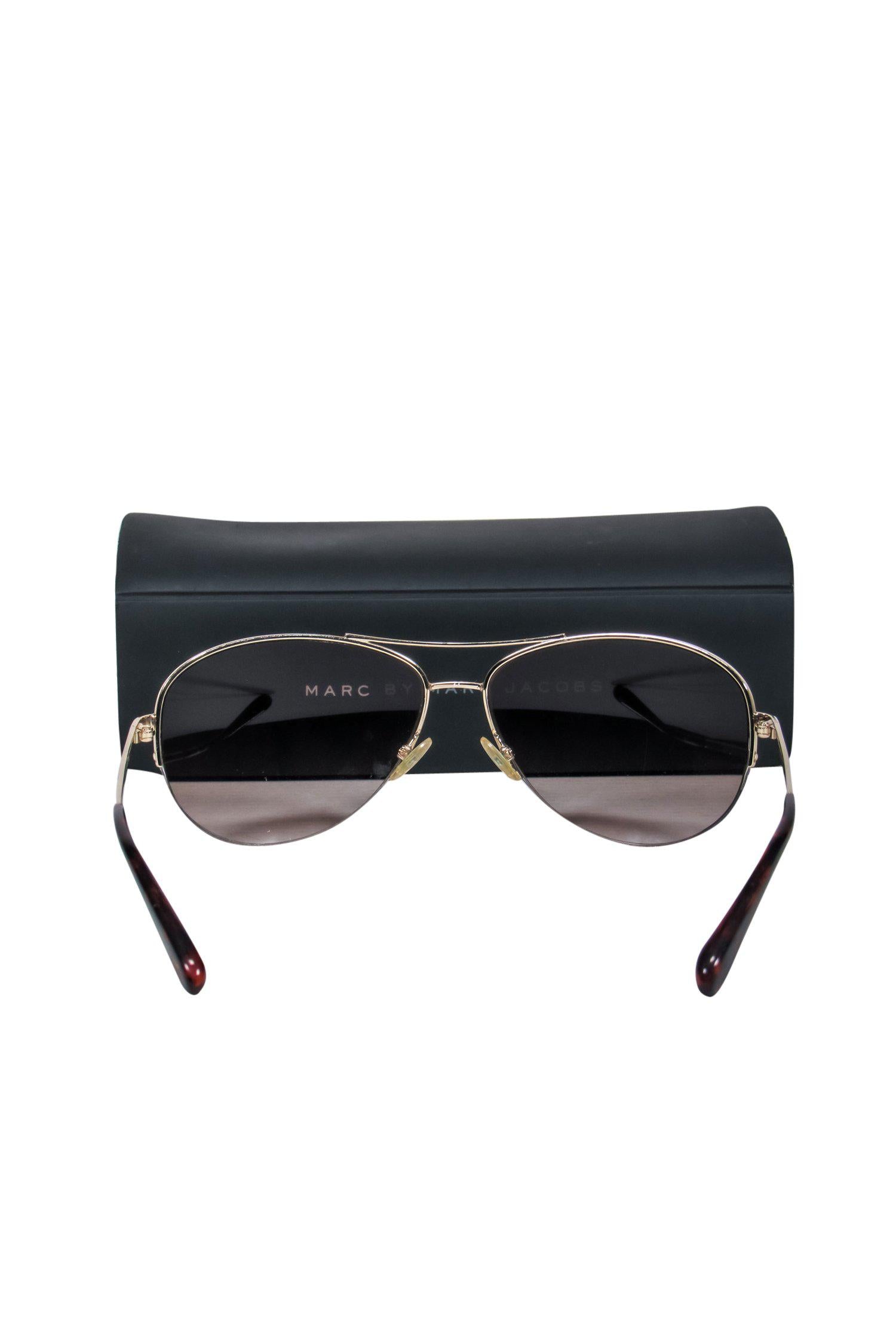 Marc by Marc Jacobs Light Gold Aviator Sunglasses - Stylish Travel Essential