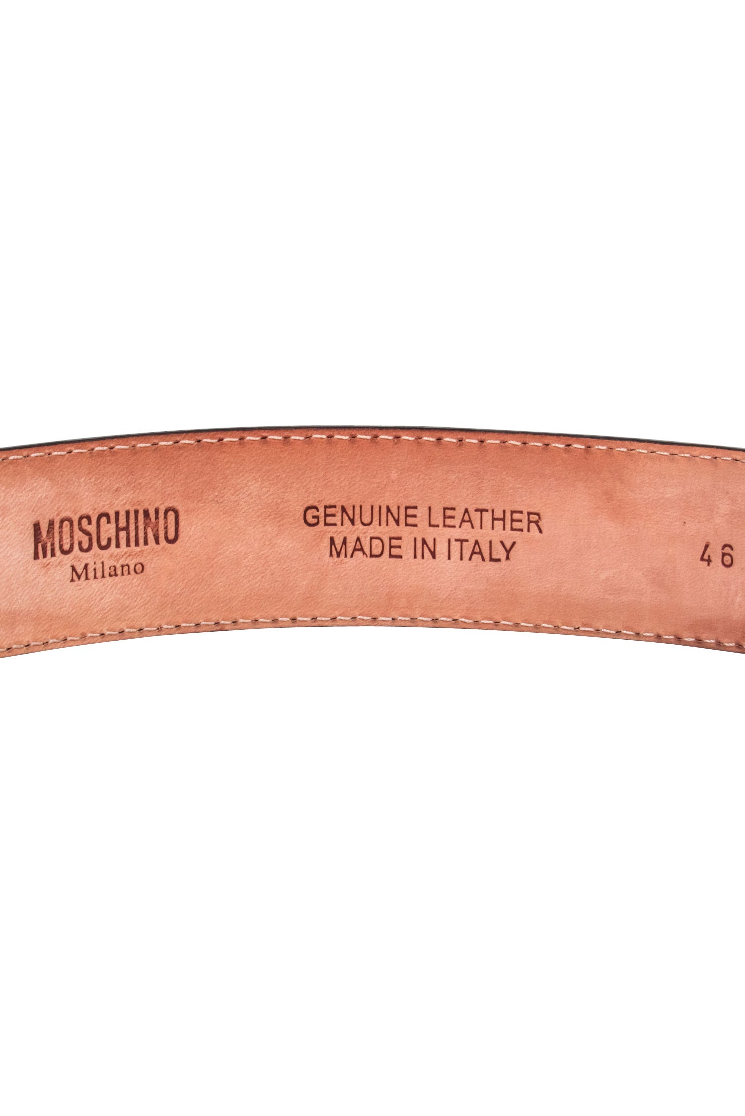 Moschino Red Leather Belt with Stunning Gold Lettering - Size 12