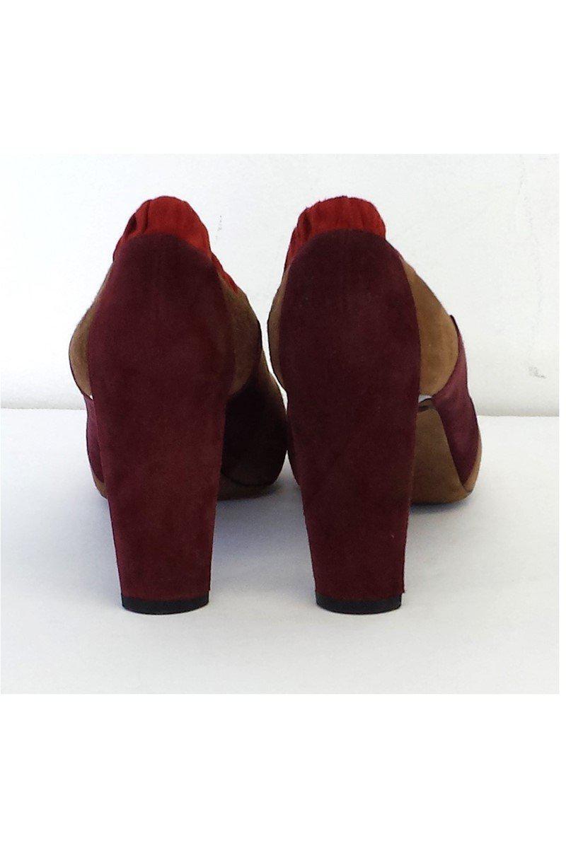 Gorgeous Celine Taupe & Coral Colorblock Suede Heels - Size 8.5, Grab Yours Now!