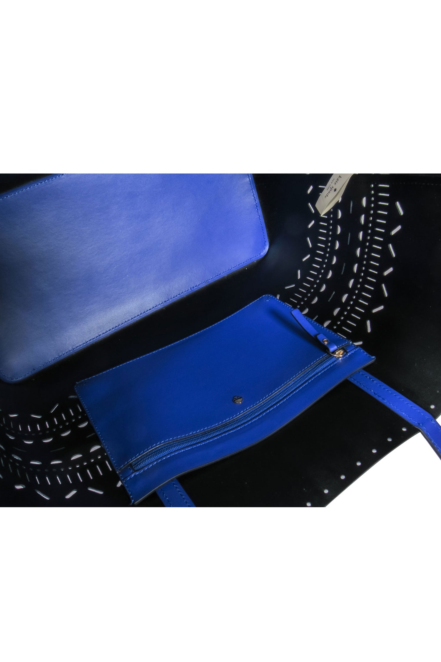 Kate Spade Indigo Large Tote with Stunning Lasercut Design
