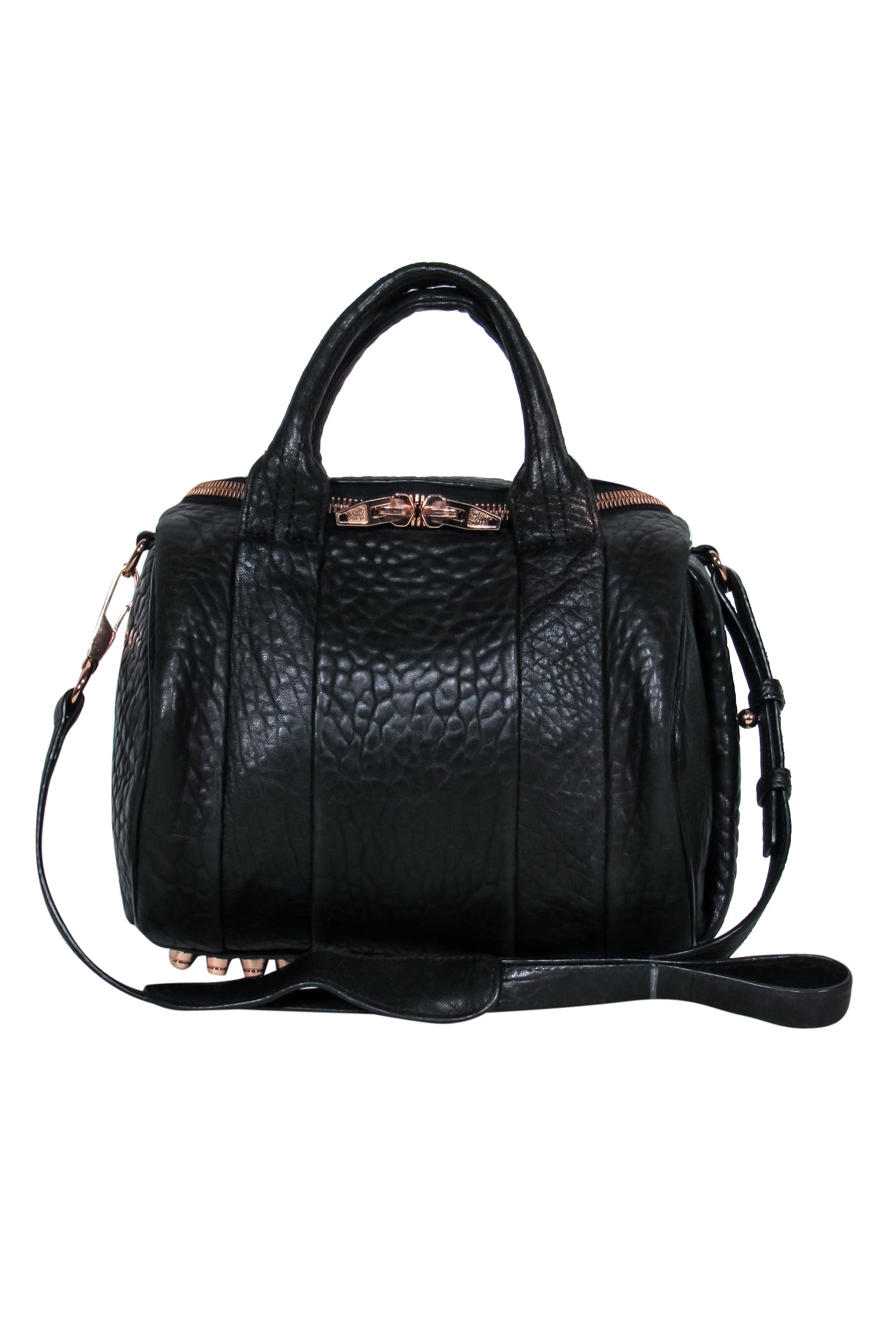 Alexander Wang's Edgy Black Pebbled Leather Convertible Studded Satchel