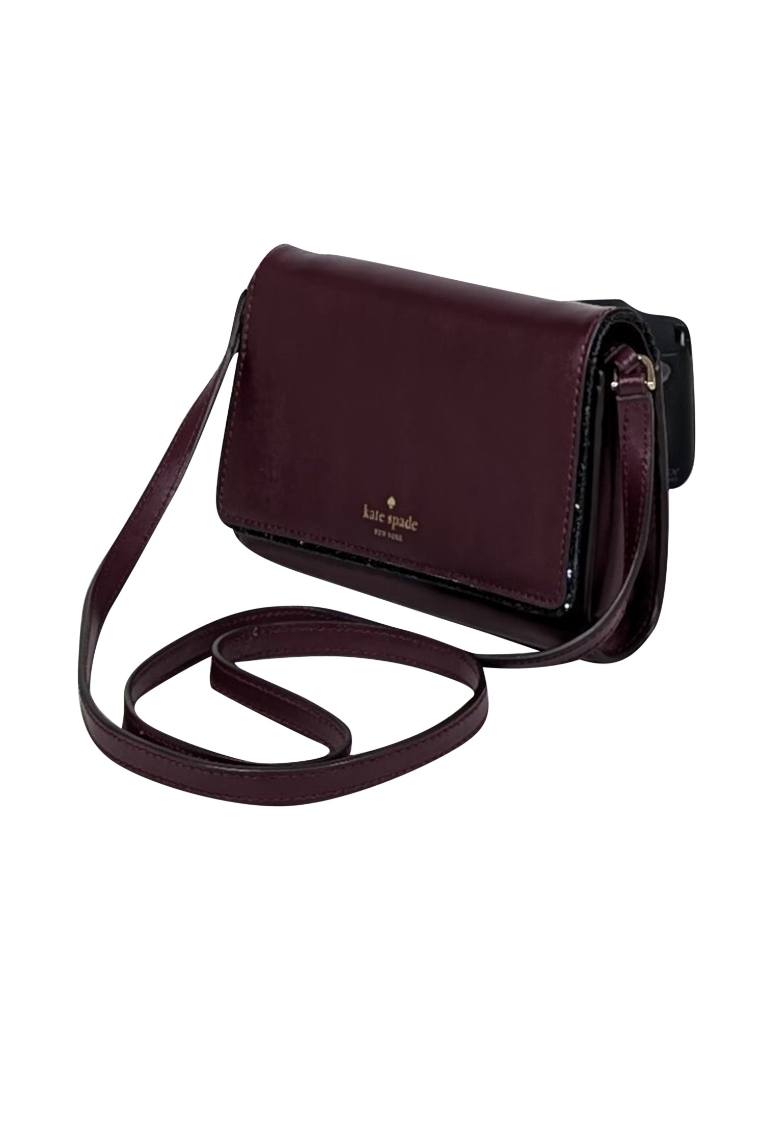 Kate Spade Wine Leather Crossbody Bag with Sparkling Black Sequin Trim - A Must-Have!