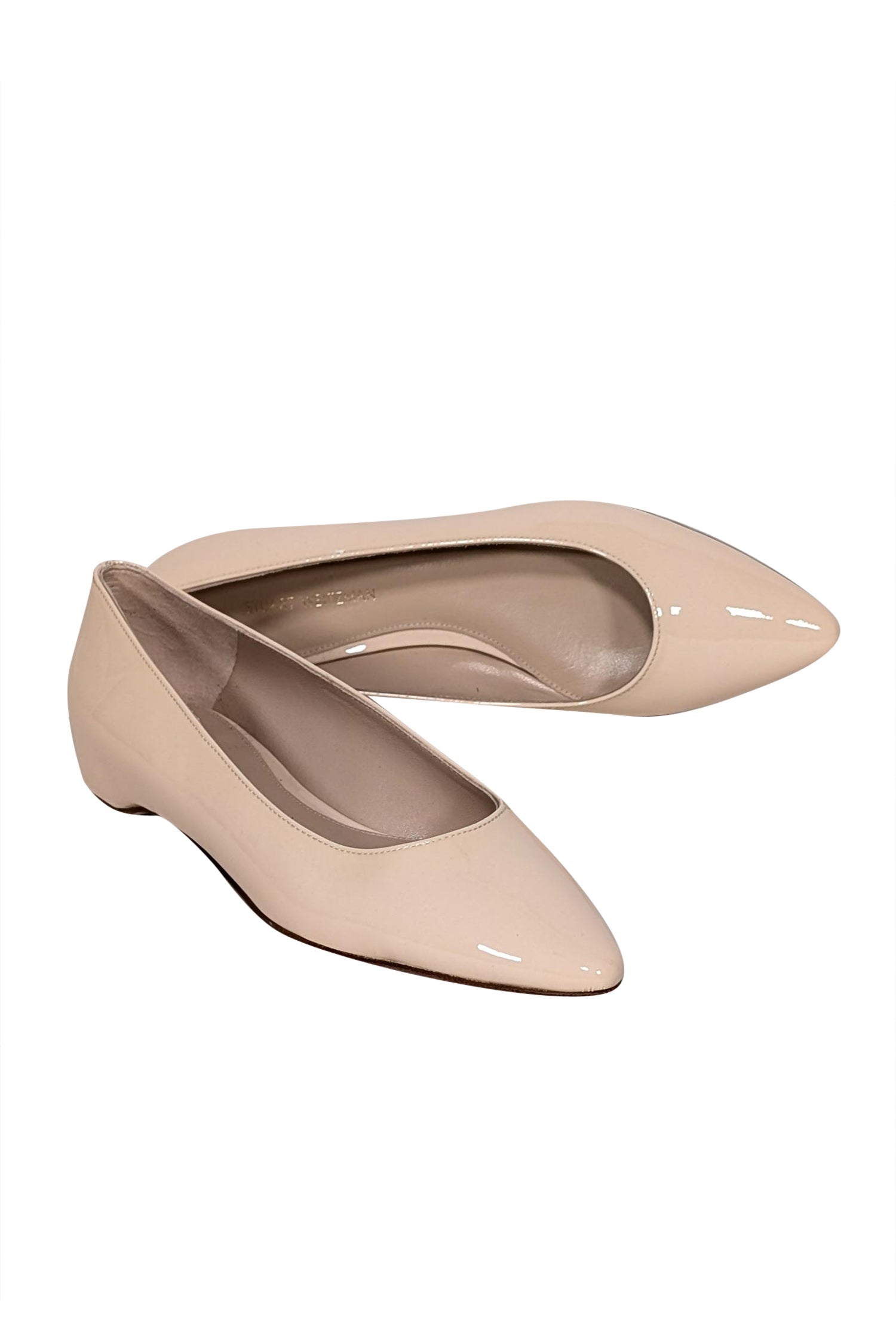 Stuart Weitzman Cream Patent Leather Pointed-Toe Flats - Size 5 - A Chic Essential!