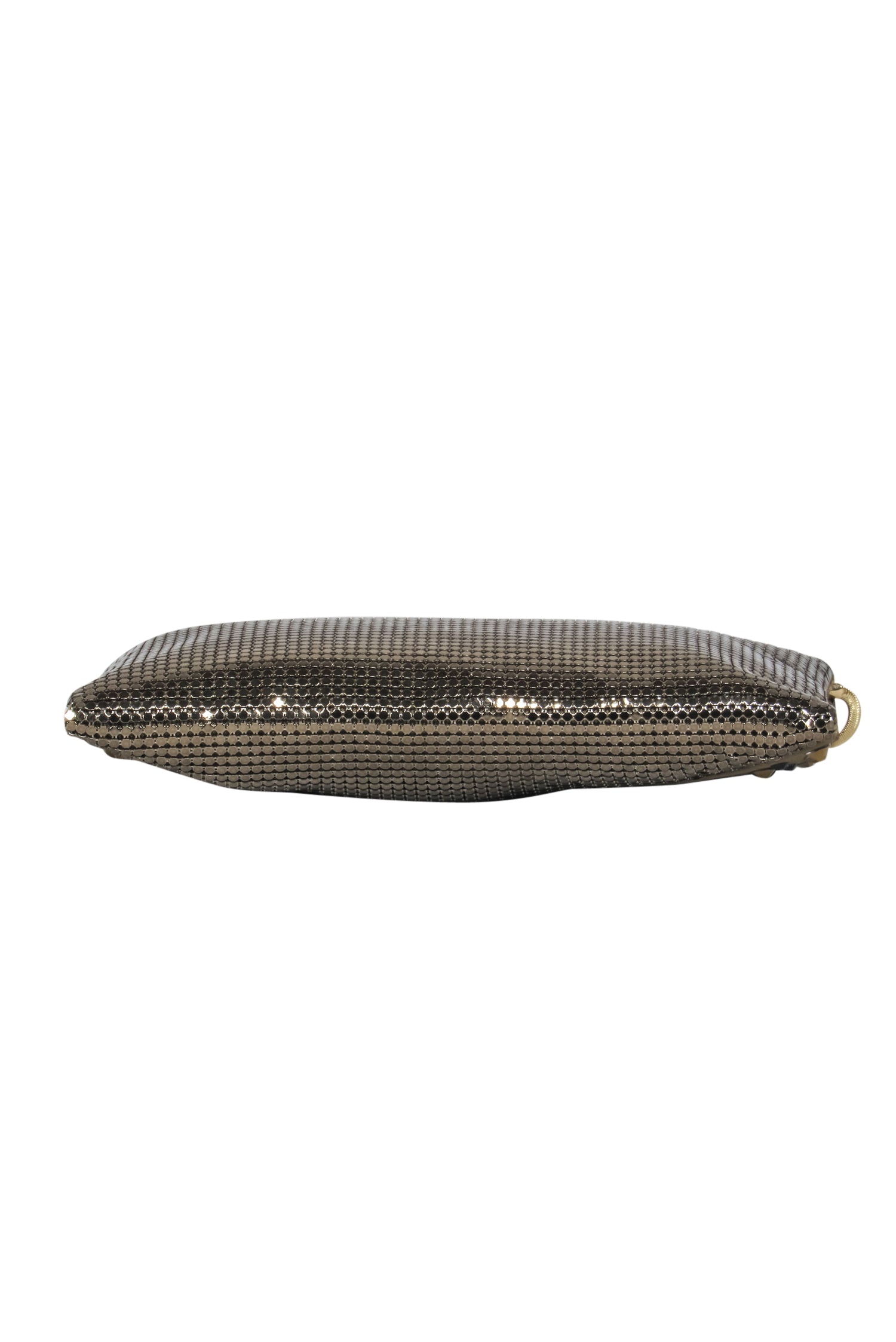 Whiting & Davis - Glamorous Gold Chainmail & Satin Fold-Over Baguette Bag with Rhinestone Bling