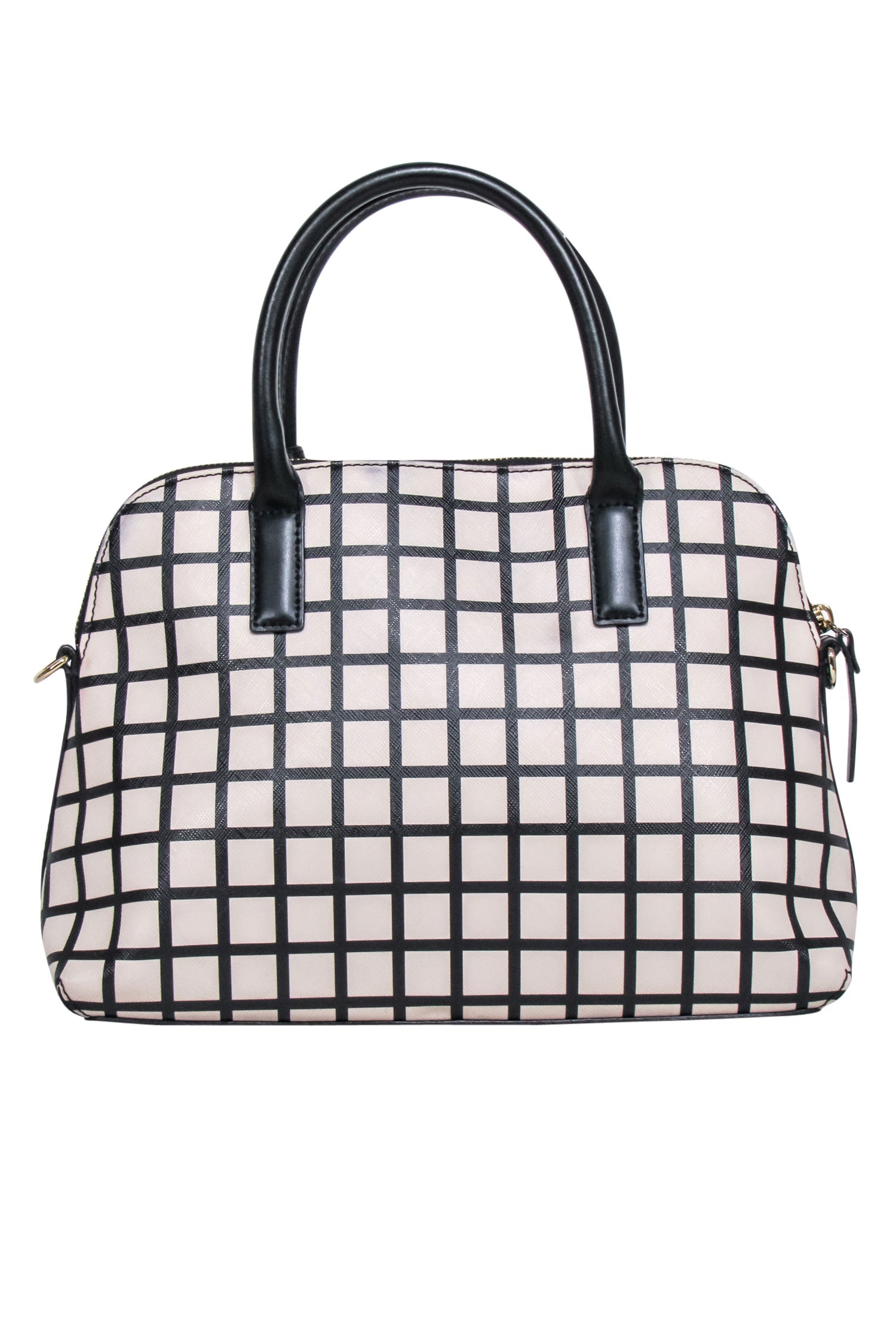 Kate Spade's Charming Beige & Black Checkered Saffiano Leather Handbag