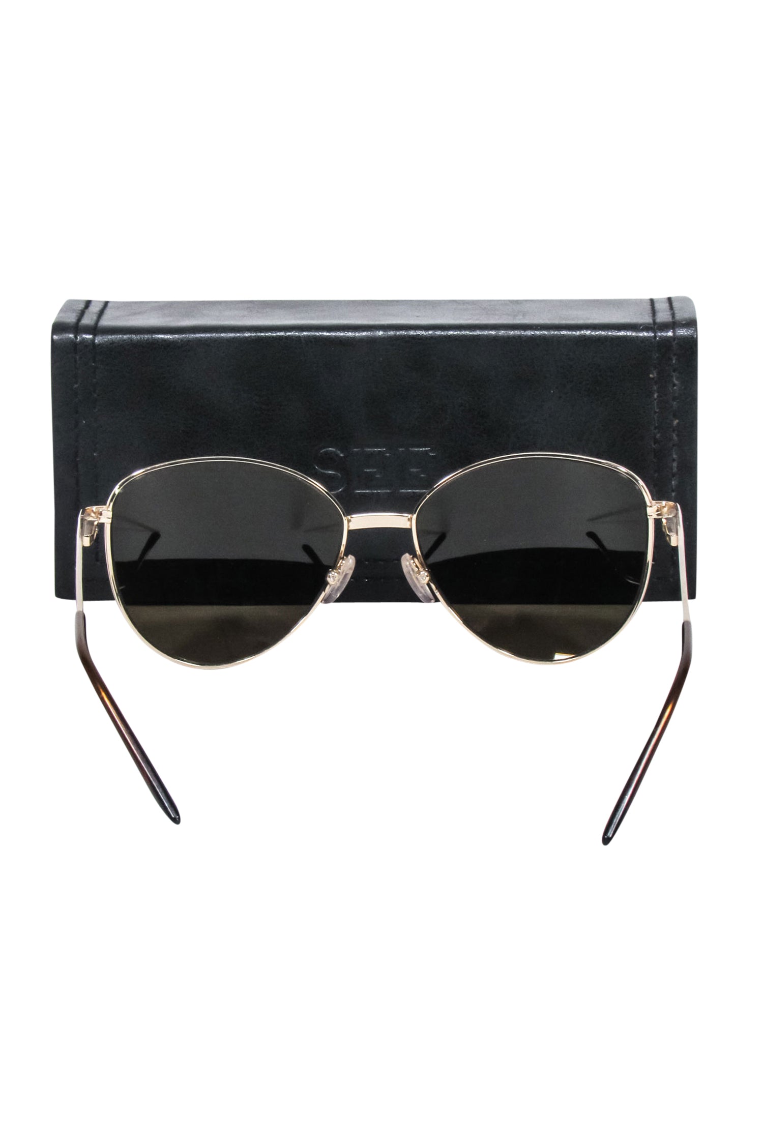 See - Stylish Gold Rounded Sunglasses with Yellow Lenses