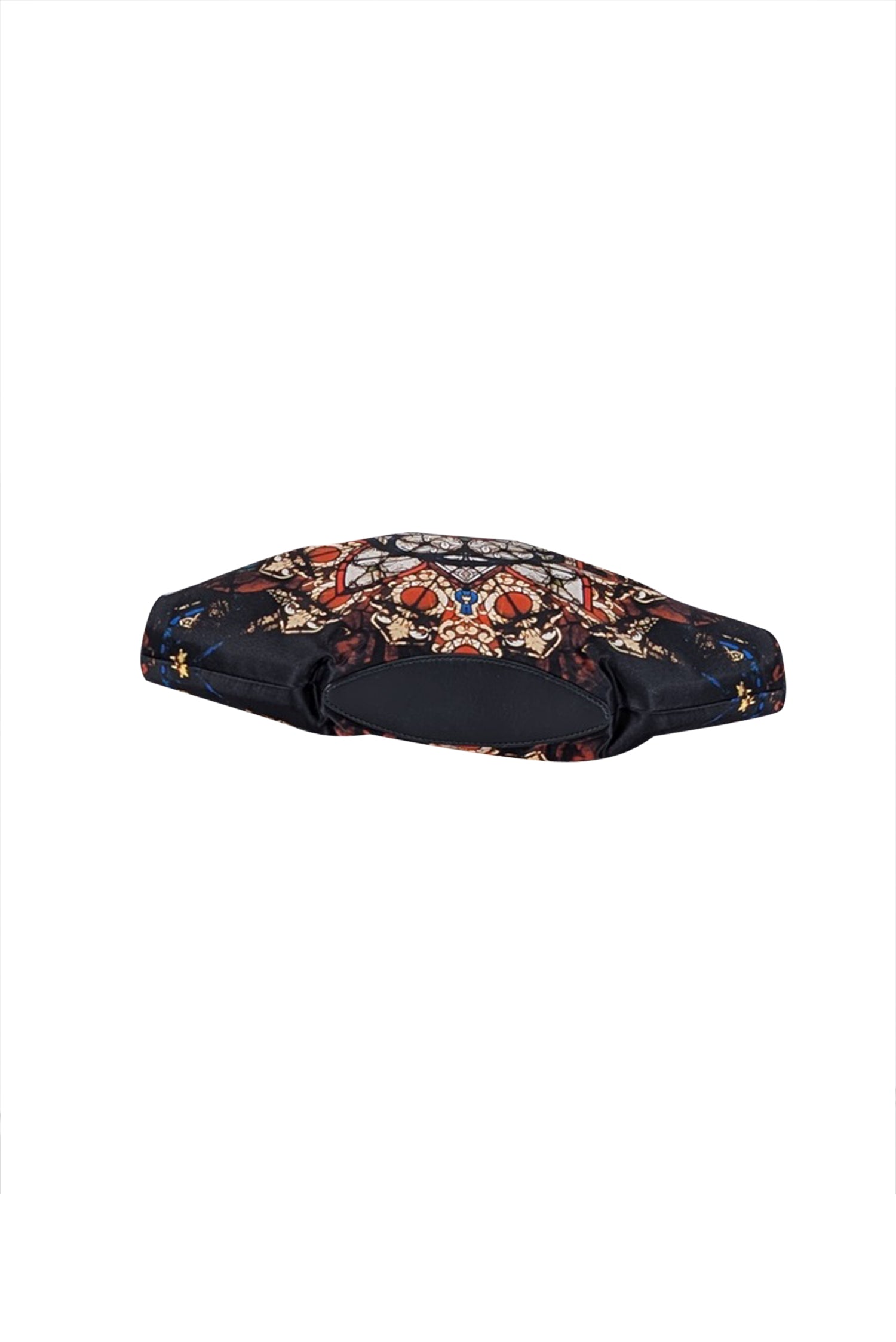 Alexander McQueen - Stunning Black Satin Manta Clutch with Cream, Red & Blue Medallion Print