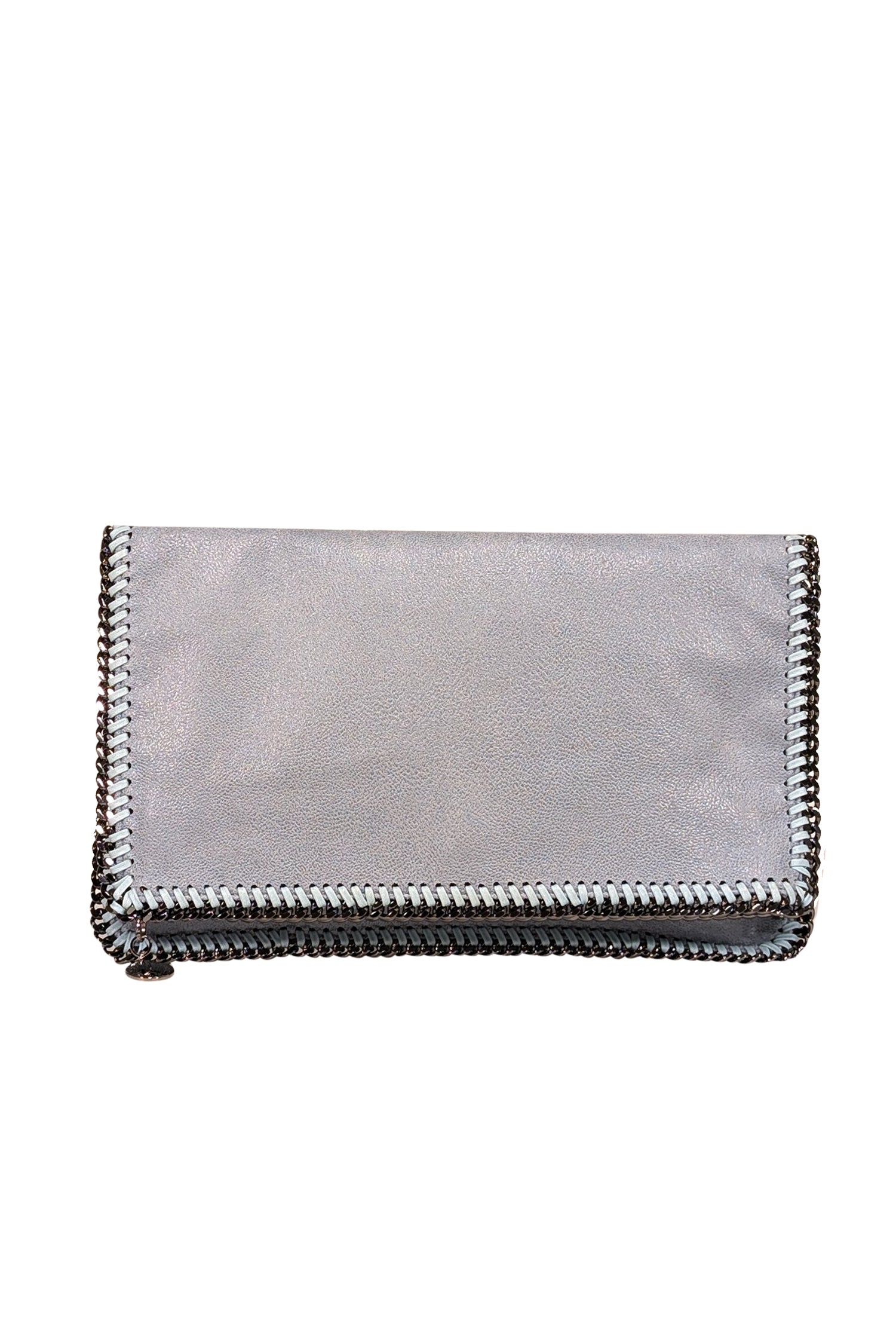 Stella McCartney - Chic Pale Blue Vegetarian Suede Falabella Fold-Over Clutch