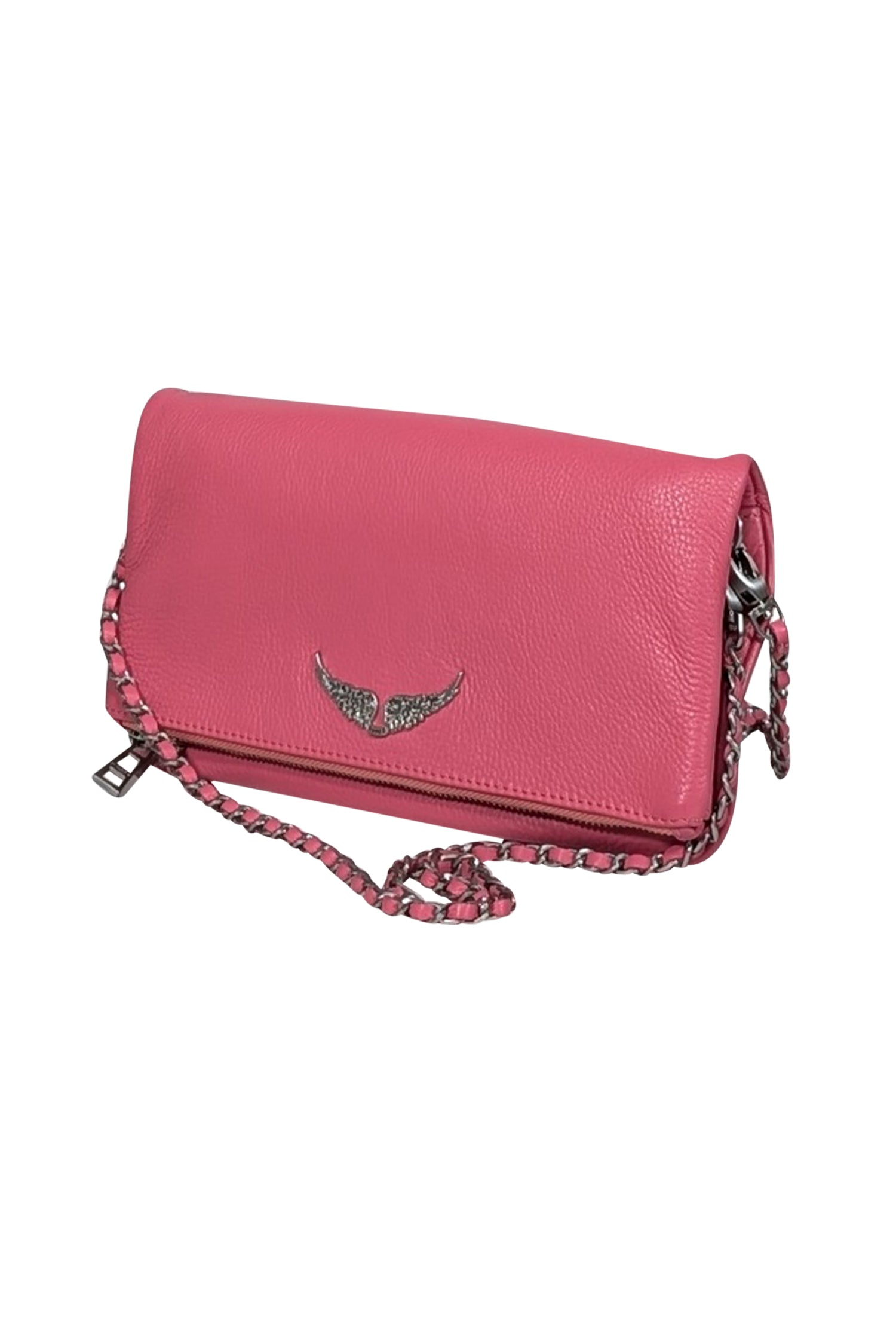 Zadig & Voltaire - Fiercely Feminine Pink Grained Leather Double Chain Shoulder Bag