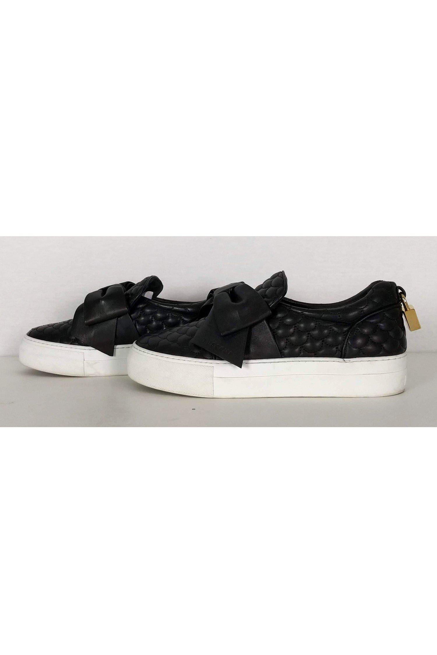 Buscemi's Stunning Black Quilted Bow Skate Sneakers - Size 9