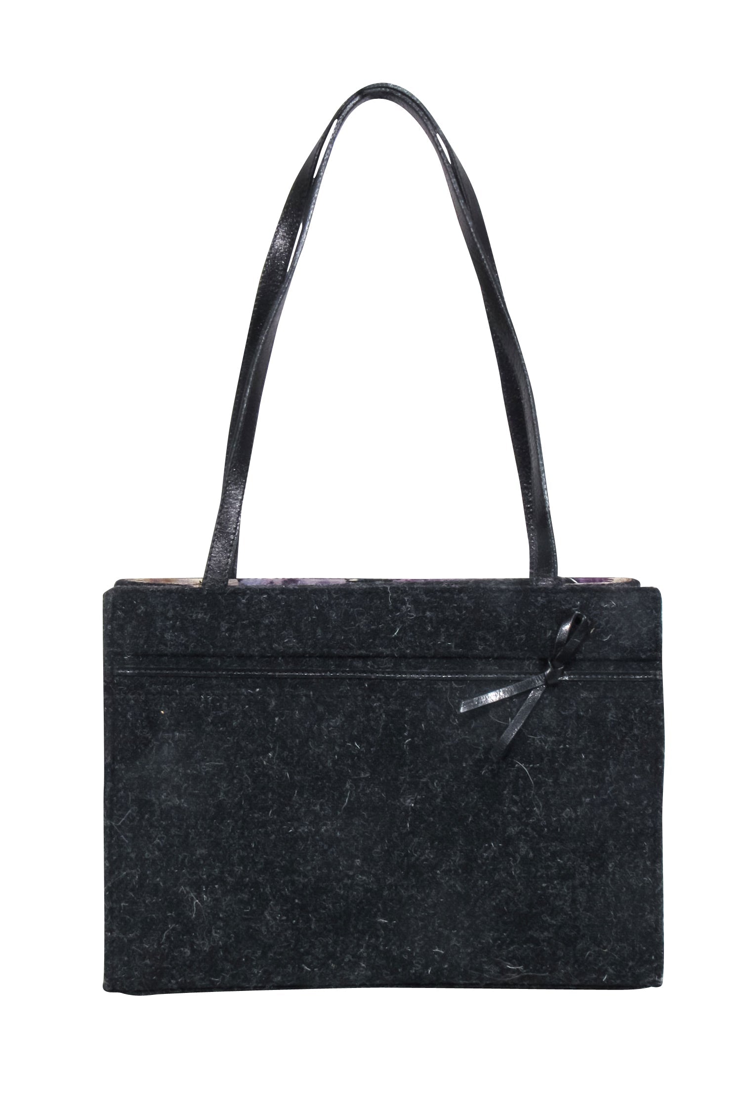 Kate Spade Charcoal Grey Wool Luxury Handbag with Leather Accents
