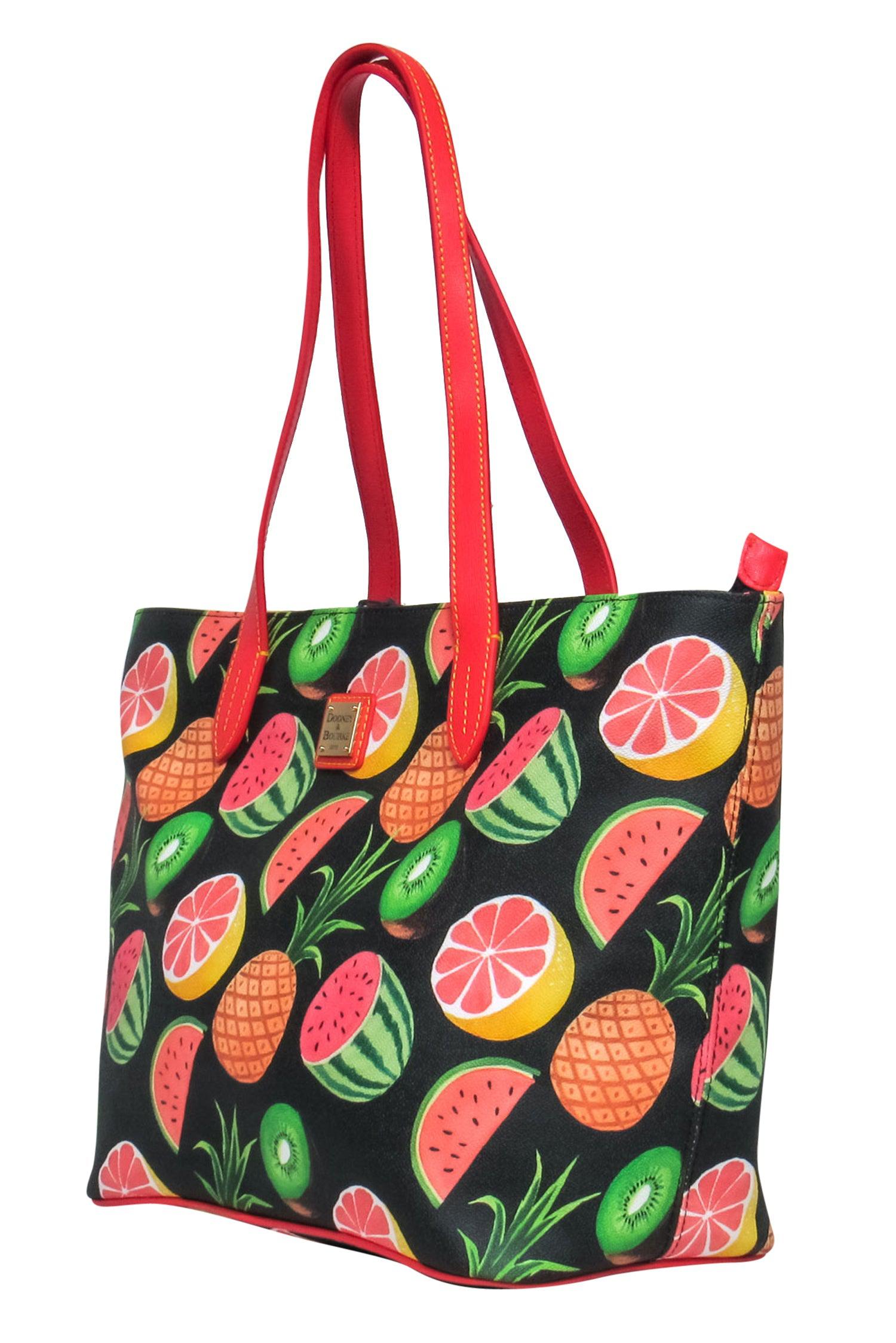 Dooney & Bourke - Tropical Fruit Printed Pebbled Leather Tote Bag