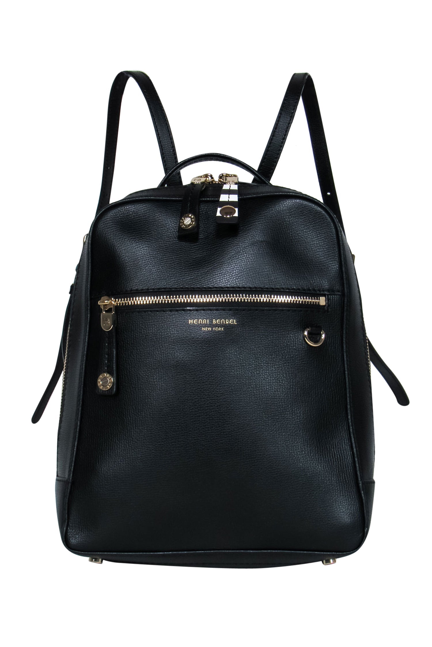 Henri Bendel Black Textured Leather Backpack - Elevate Your Style!