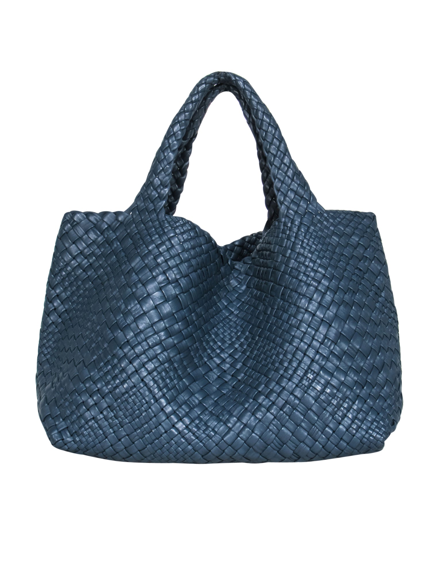 Falor - Stunning Large Blue Woven Leather Tote Bag