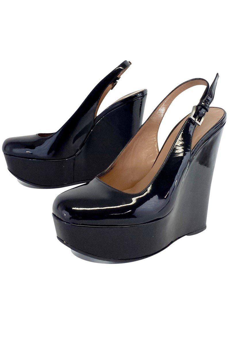 Stunning Alaia Black Patent Leather Platform Wedges - Size 8!