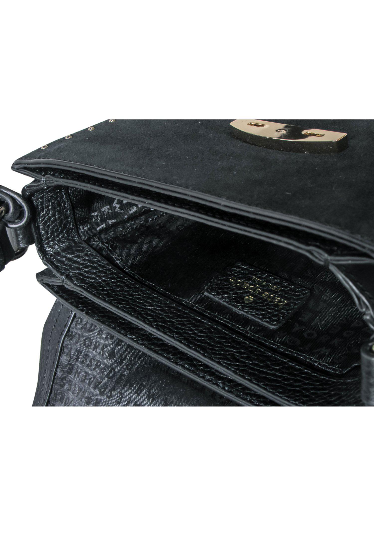 Kate Spade's Edgy Black Leather & Suede Studded Flap Crossbody