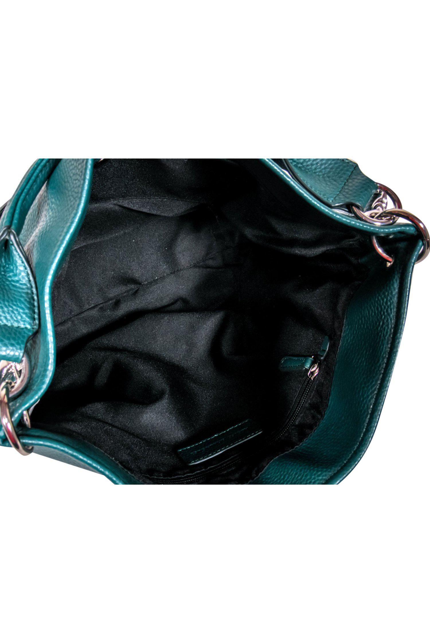 Adolfo Dominguez Emerald Green Convertible Pebbled Leather Tote - A Fashion Essential