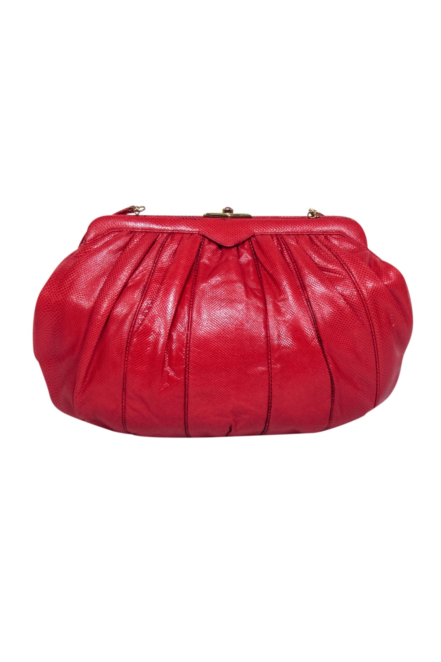Judith Leiber - Stunning Red Reptile Texture Crossbody Bag