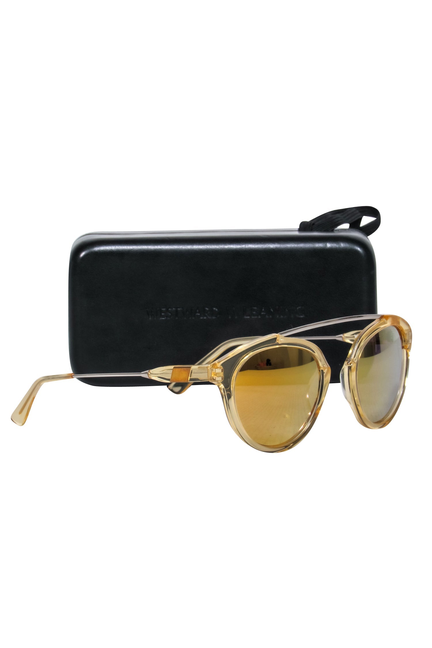 Westward Leaning Yellow Lens & Gold Frame Tropical Sunglasses