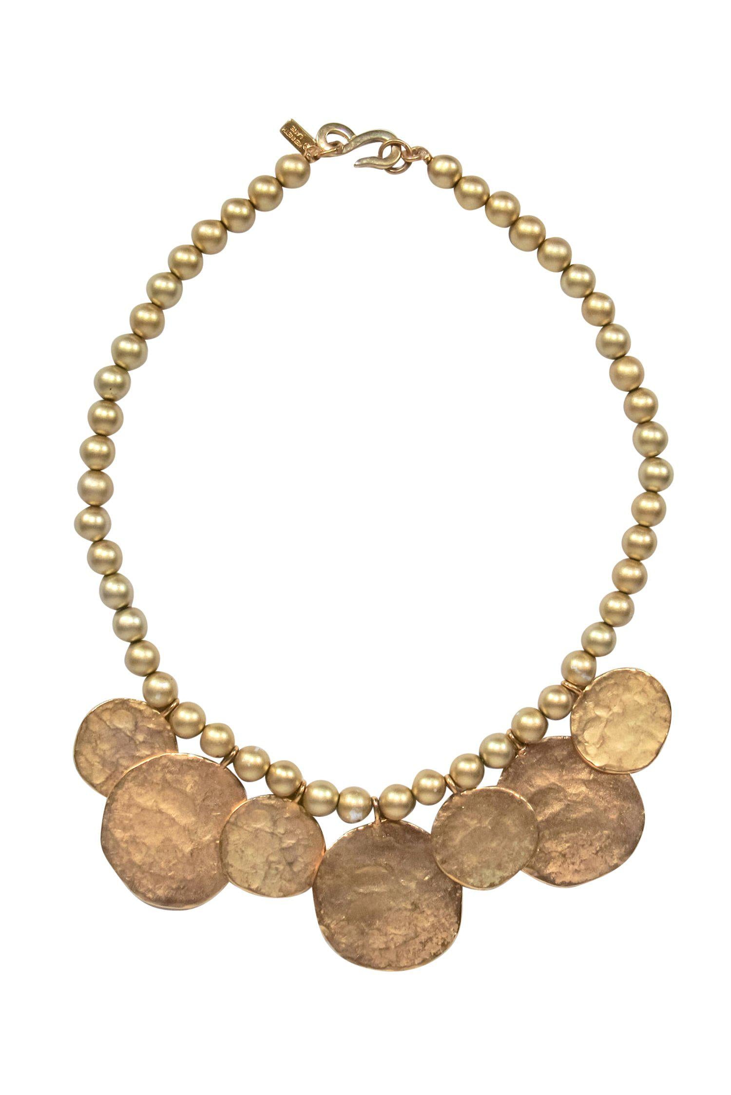 Kenneth Lane - Stunning Gold Hammered Coin Beaded Necklace