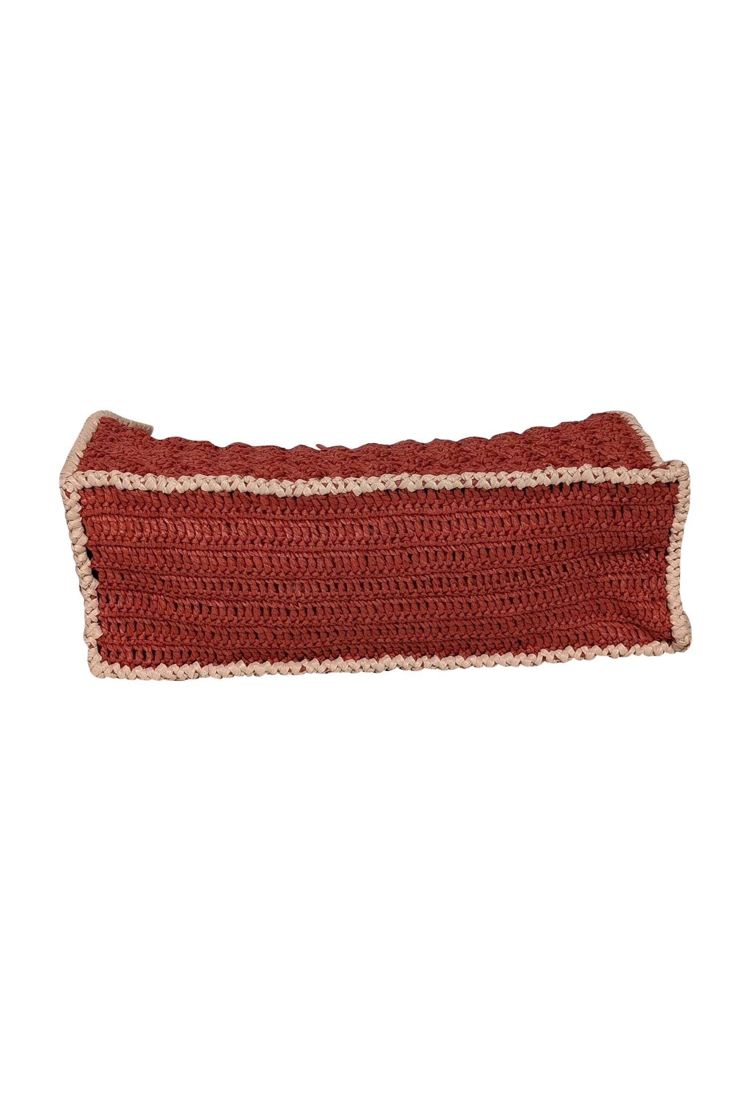 Carrie Forbes - Stunning Rust Orange & Beige Raffia Woven O Ring Handbag