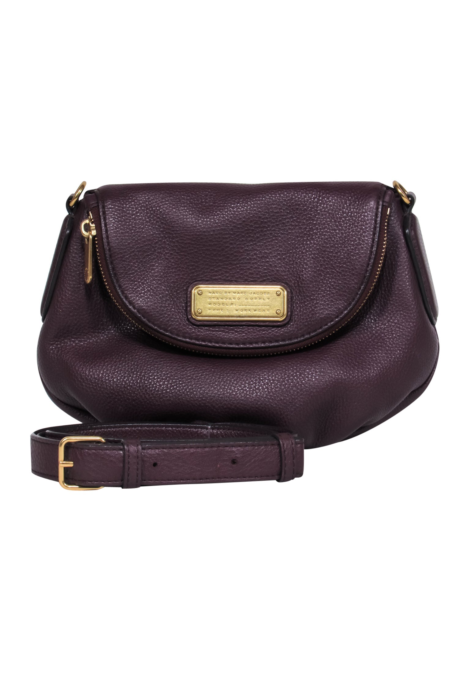 Marc by Marc Jacobs - Stunning Plum Pebbled Leather Saddle Crossbody Bag