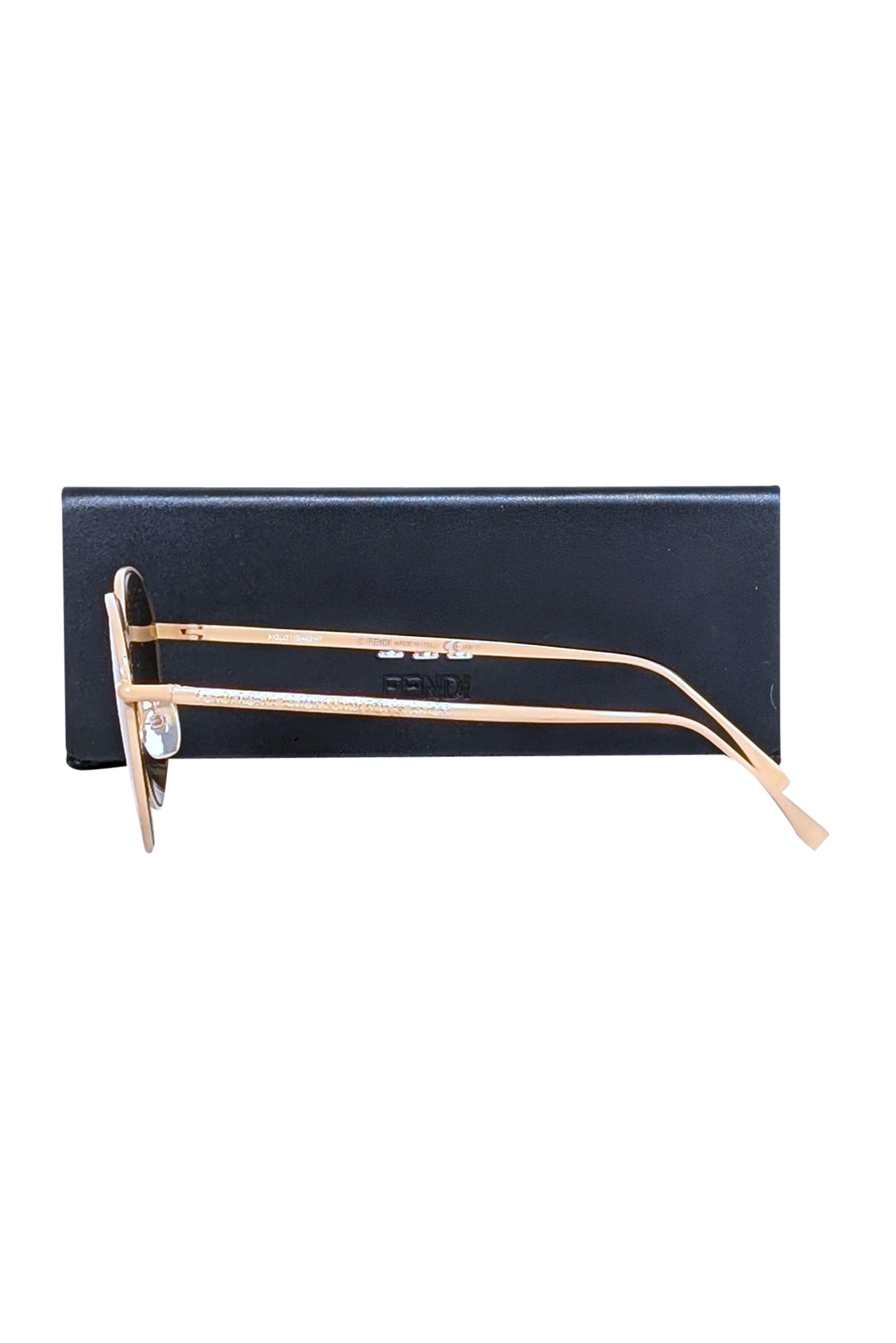Fendi Beige Aviator Sunglasses with Striking Logo Font Lenses
