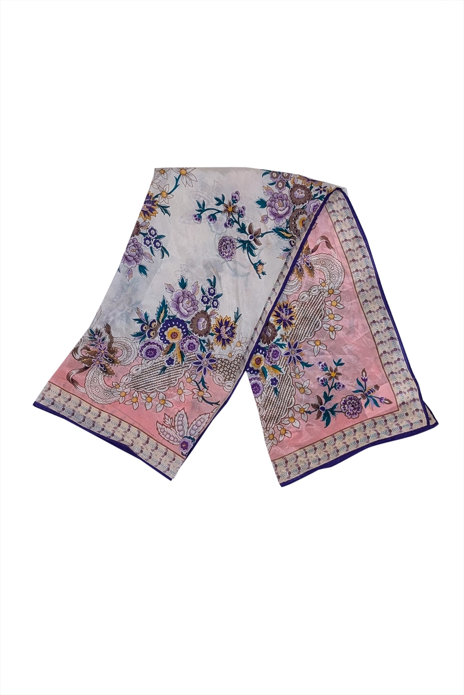 Oscar de la Renta - Stunning Pink & Multi - Color Floral Print Silk Scarf