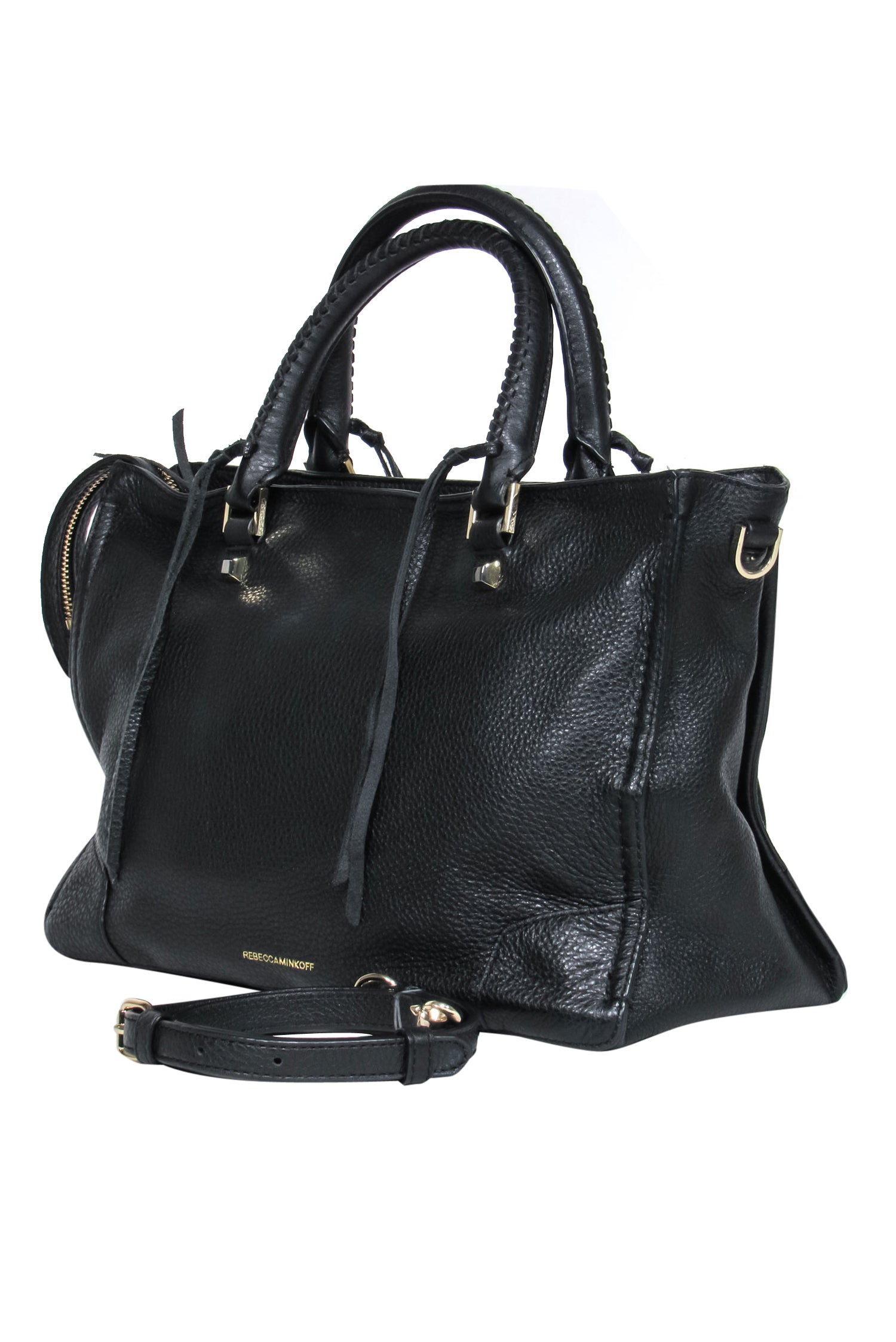 Rebecca Minkoff - Stylish Black Pebbled Leather Convertible Satchel