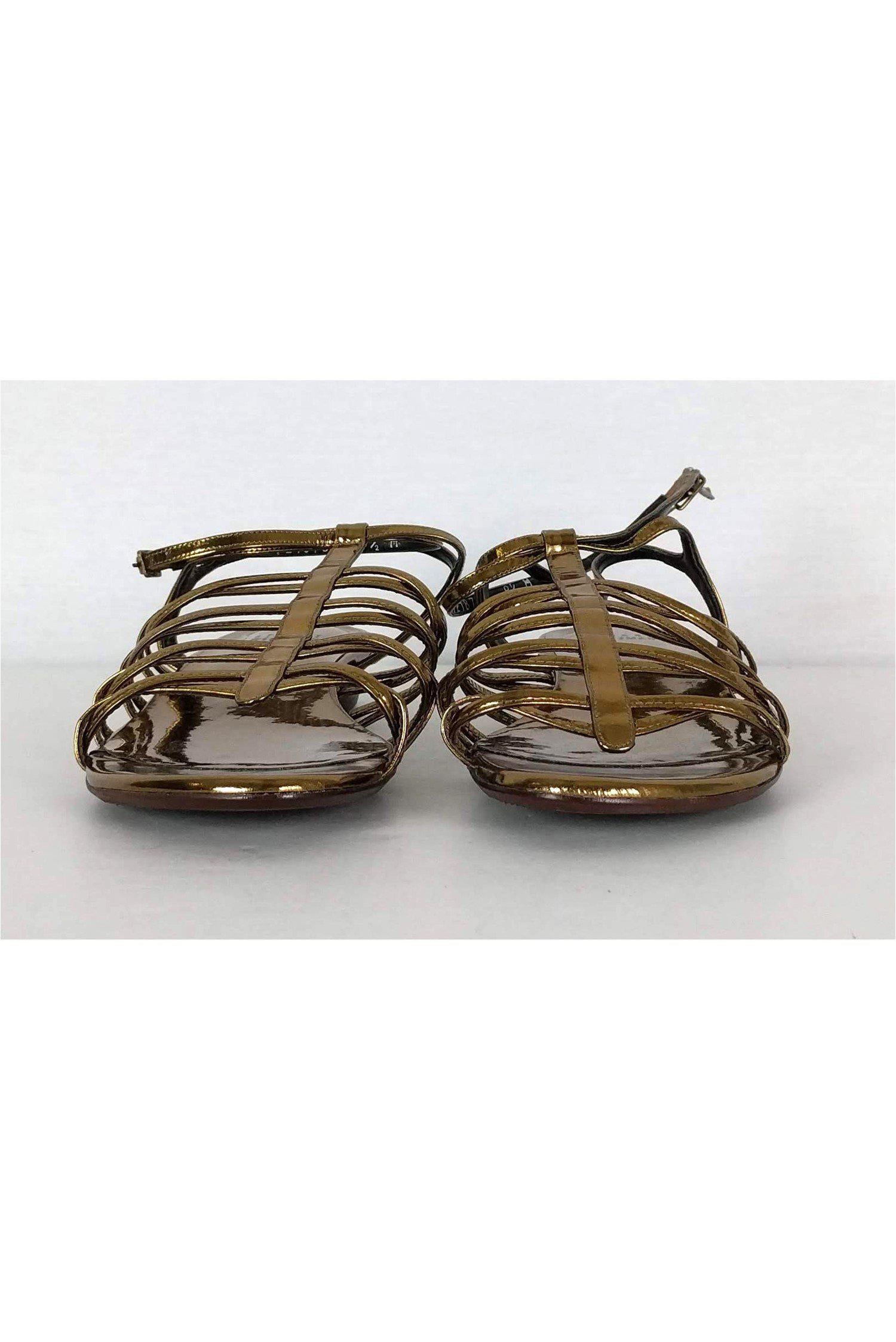 Stuart Weitzman's Stunning Dark Gold Gladiator Sandals - Size 9.5