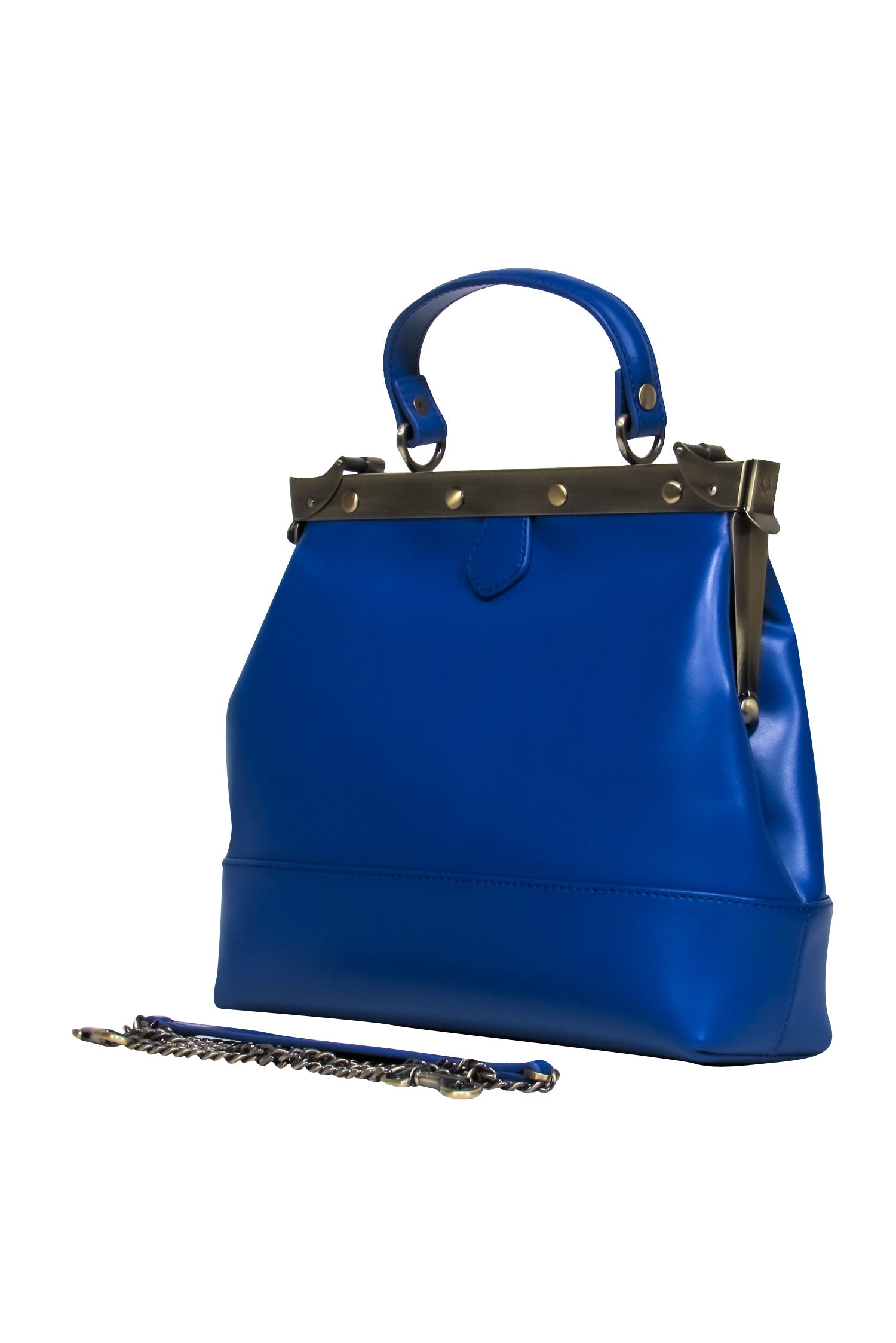 Tammy & Benjamin's Stunning Cobalt Leather Shoulder Bag with Bronze Chain Strap