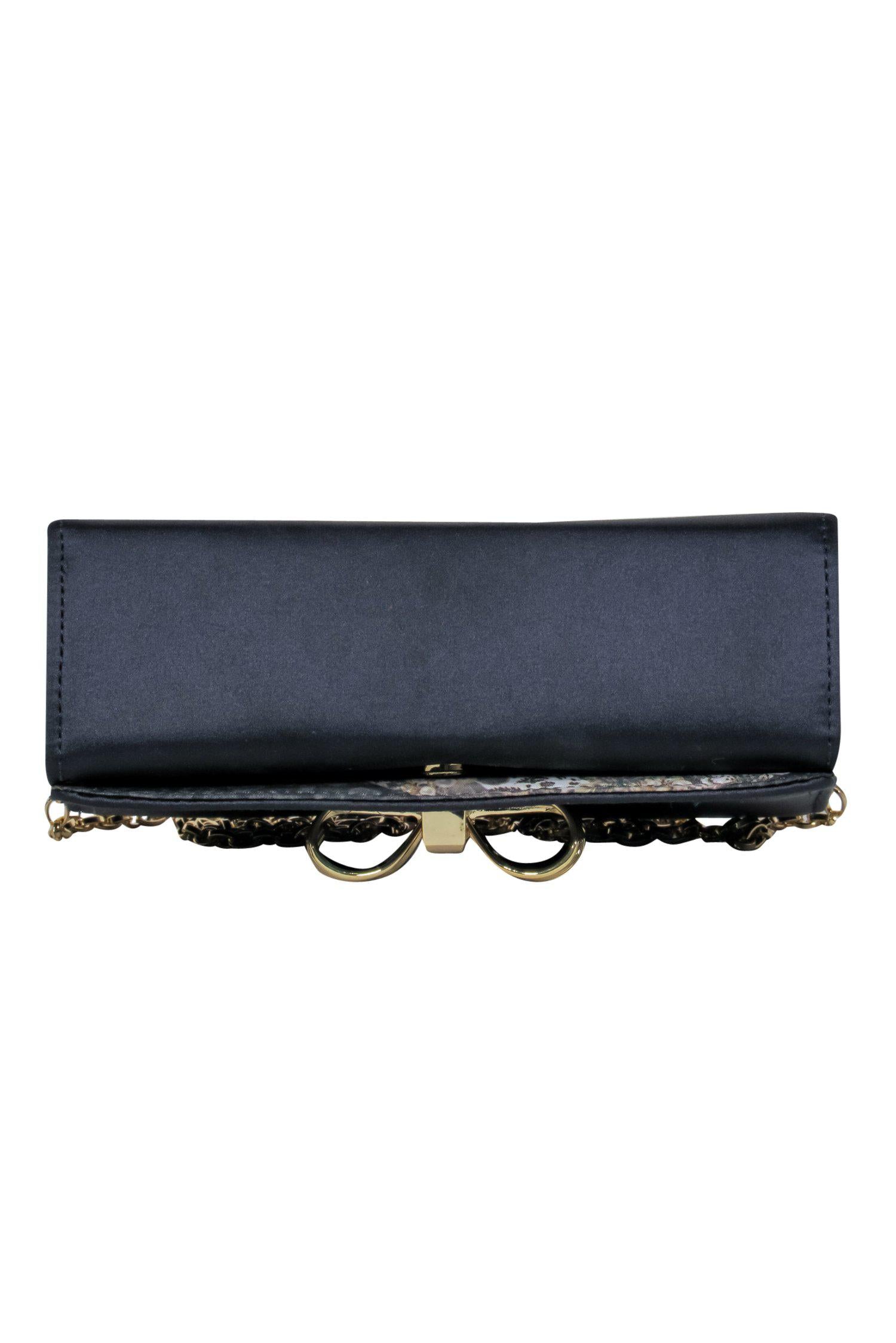 Ted Baker Navy Satin Gold Chain Crossbody: A Glam Bow-Adorned Beauty