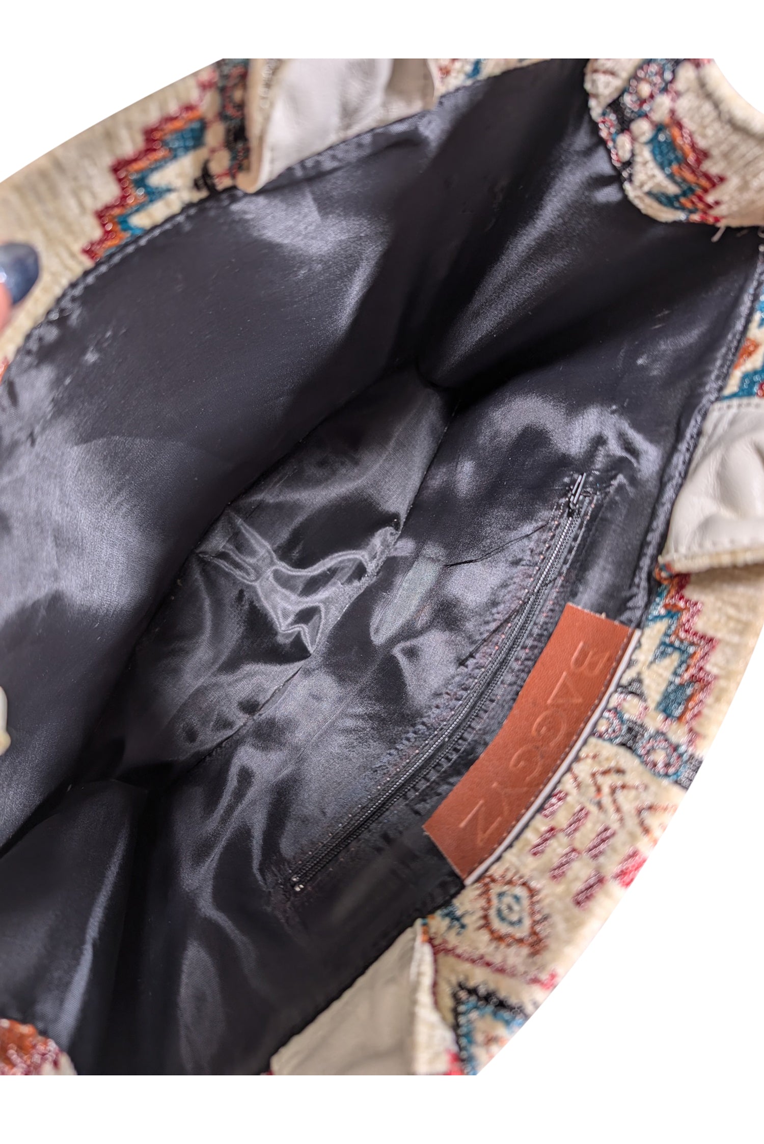Baggyz - Stunning Cream, Teal, Red & Orange Print Tapestry Tote