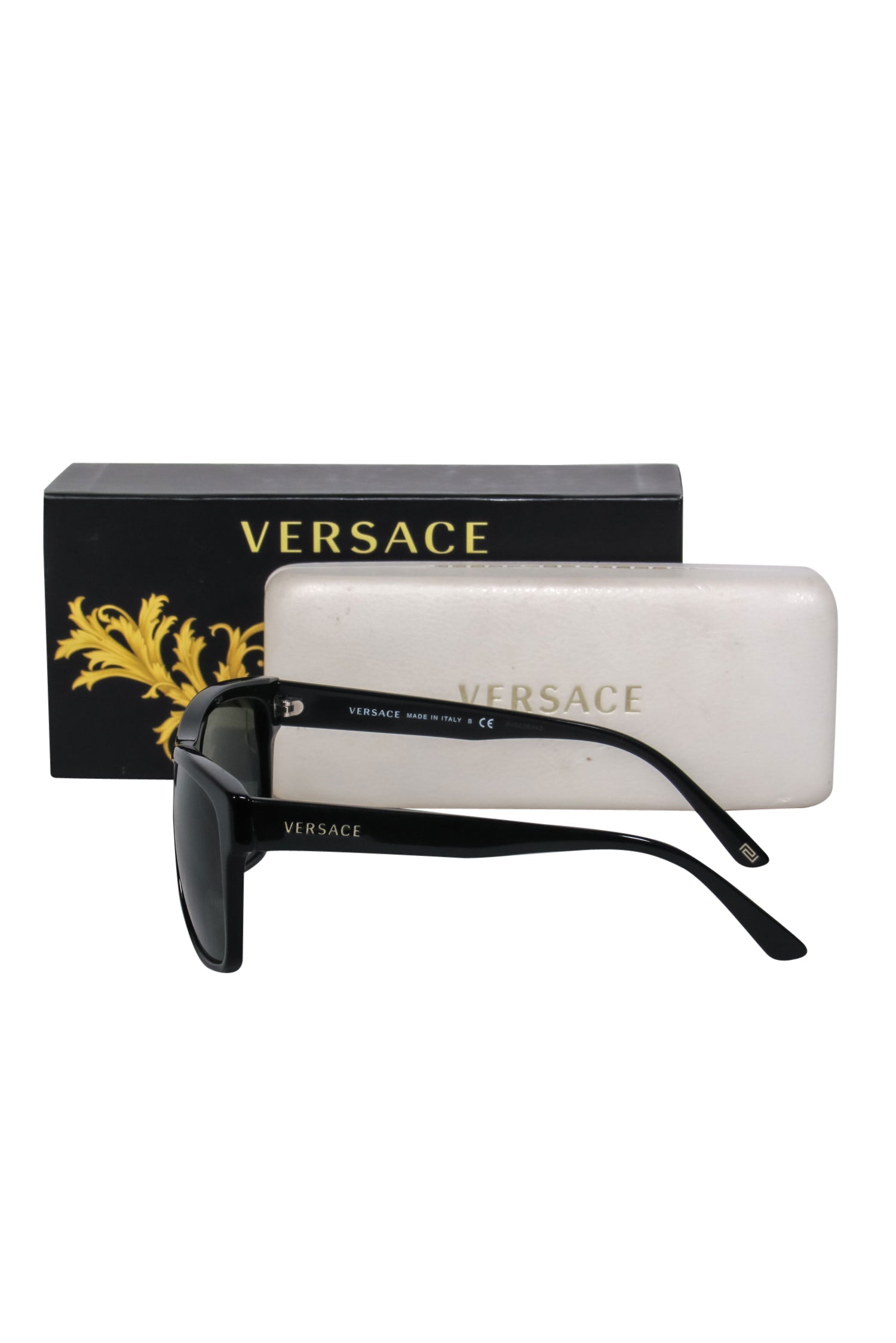 Versace - Stylish Black Rectangular Browline Sunglasses: Elevate Your Look!