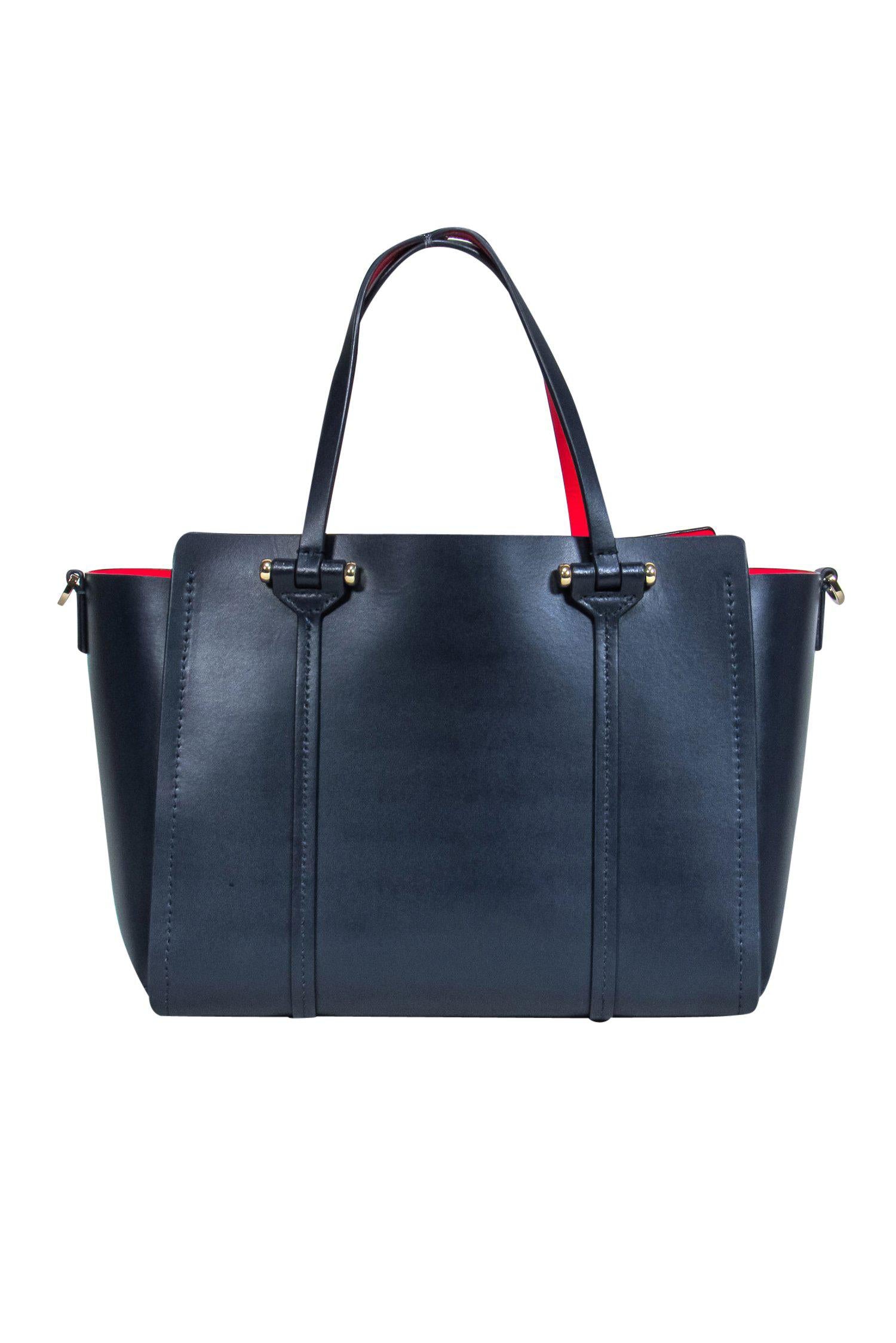 Kate Spade Navy Leather Convertible Crossbody with Stunning Red Lining