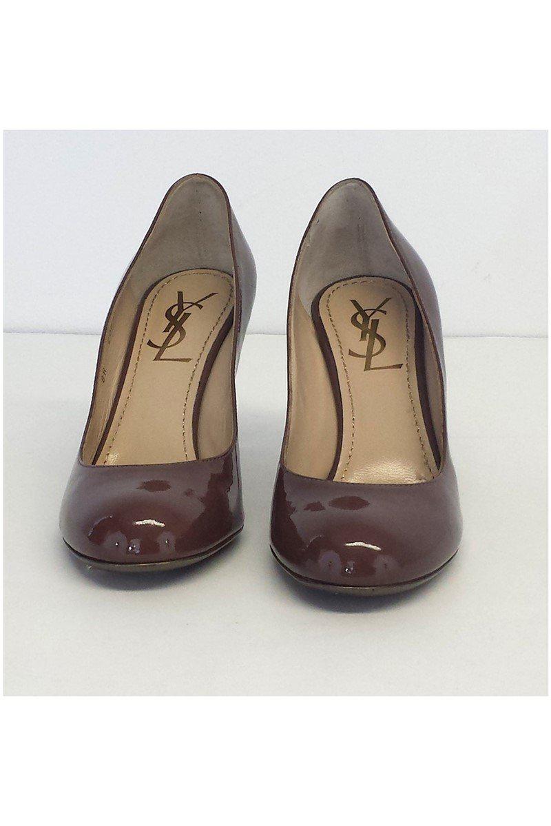 Gorgeous Yves Saint Laurent Taupe Patent Leather Heels in Size 5.5 - Grab Yours Now!
