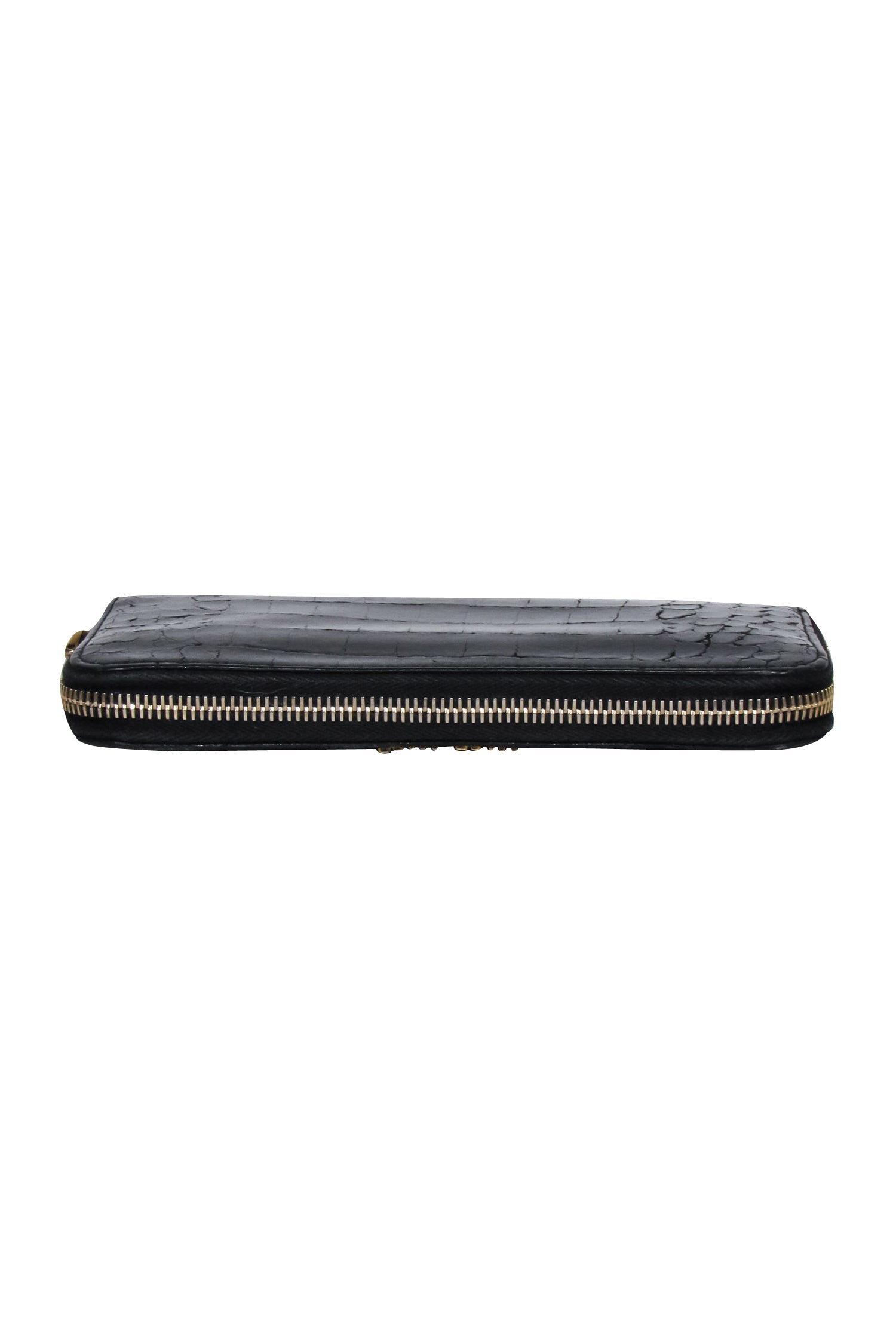 Miu Miu's Chic Black Croc-Embossed Leather Long Wallet