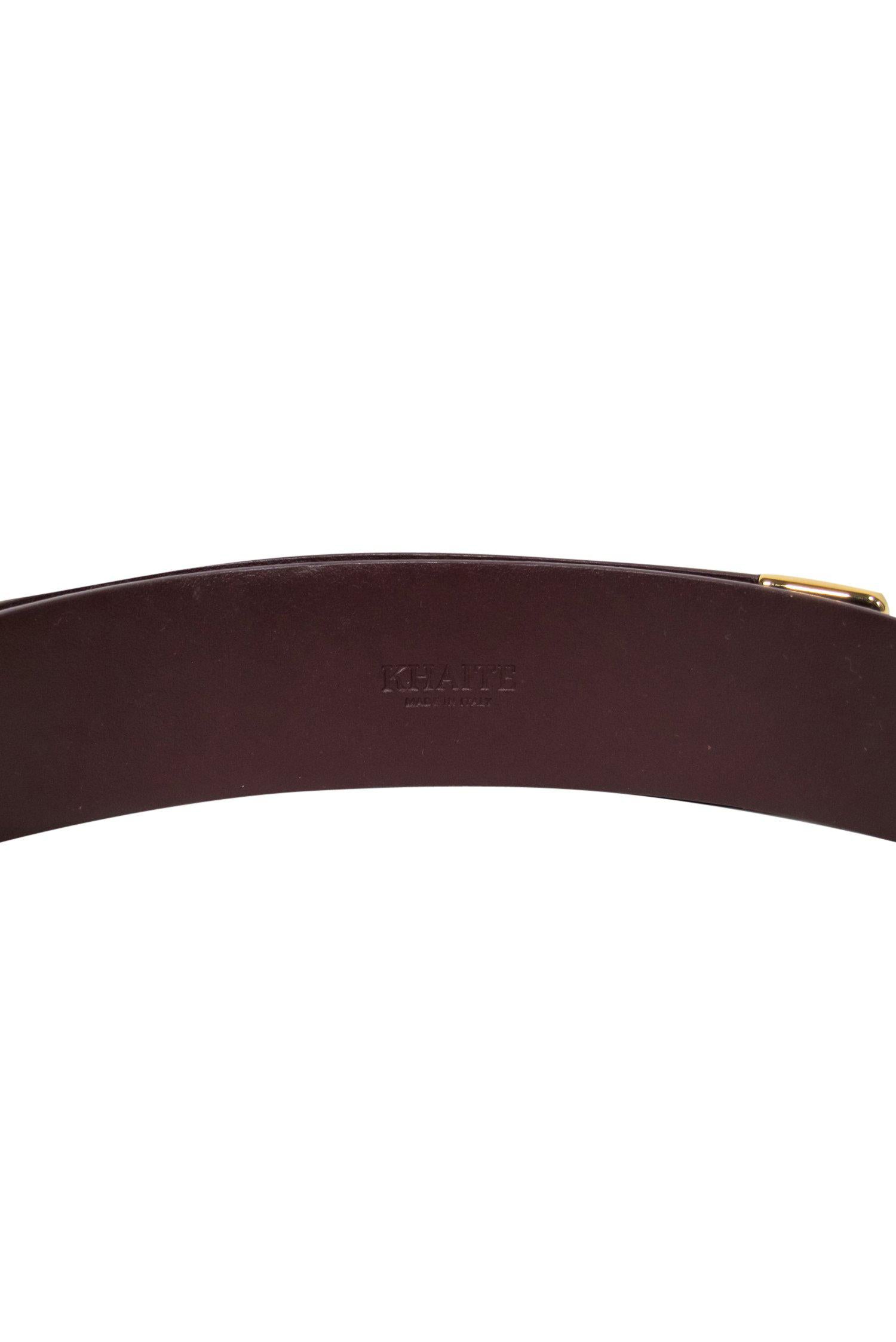 Khaite's Luxurious Brown Leather Belt with Gold Buckle