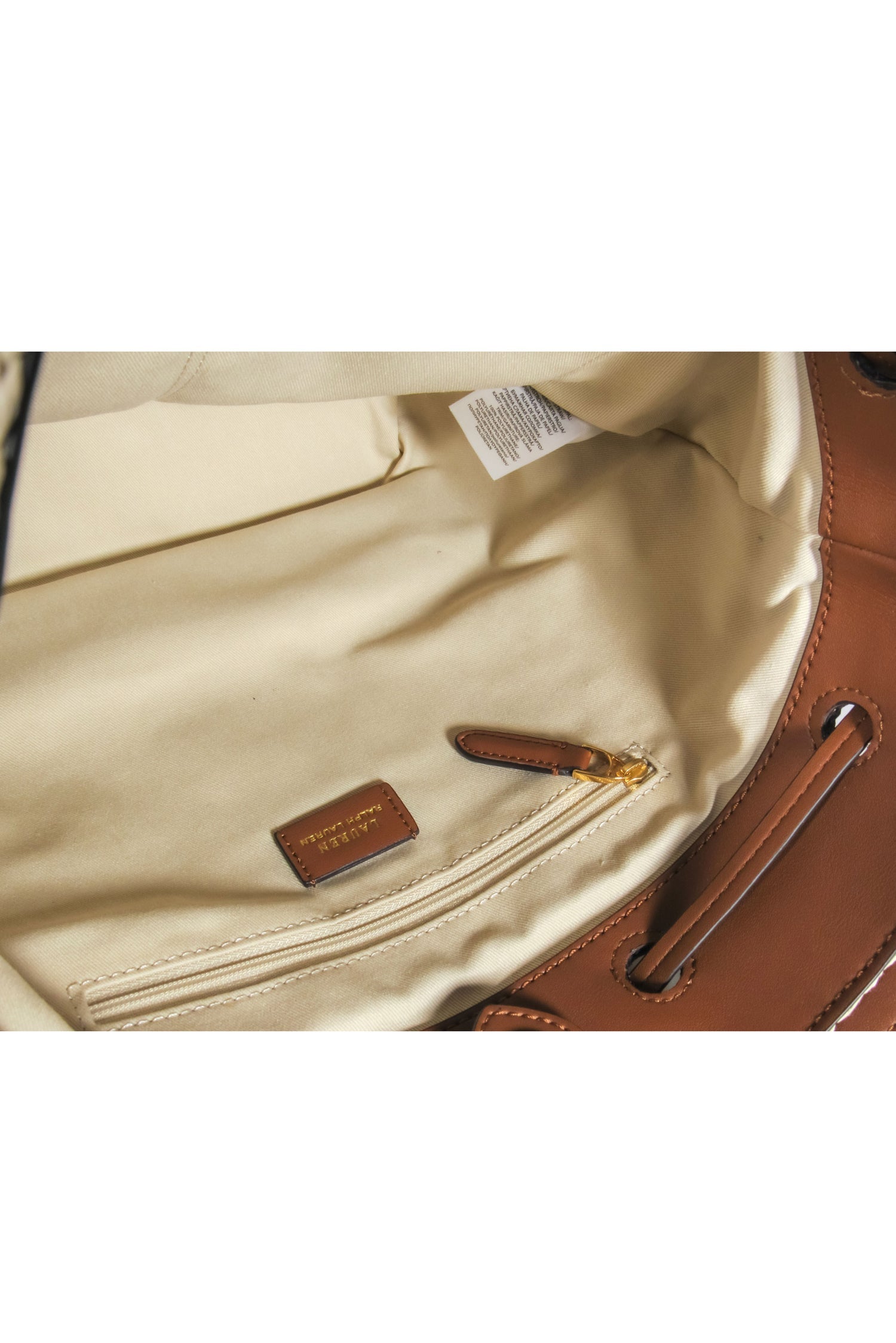 Lauren Ralph Lauren - Chic Beige Woven Convertible Shoulder Bag with Leather Trim