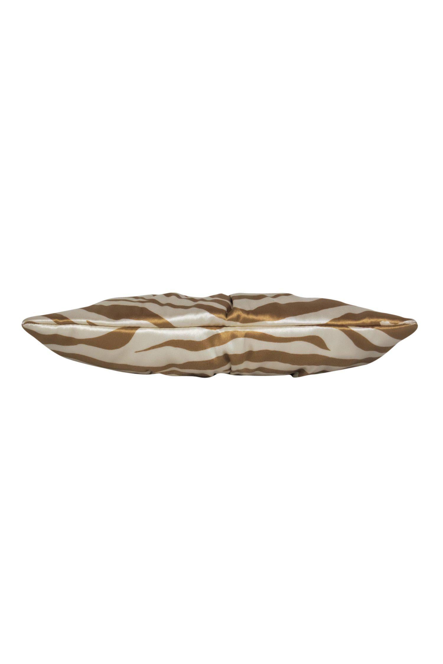 Lauren Merkin - Stunning Tan & Cream Satin Zebra Print Clutch